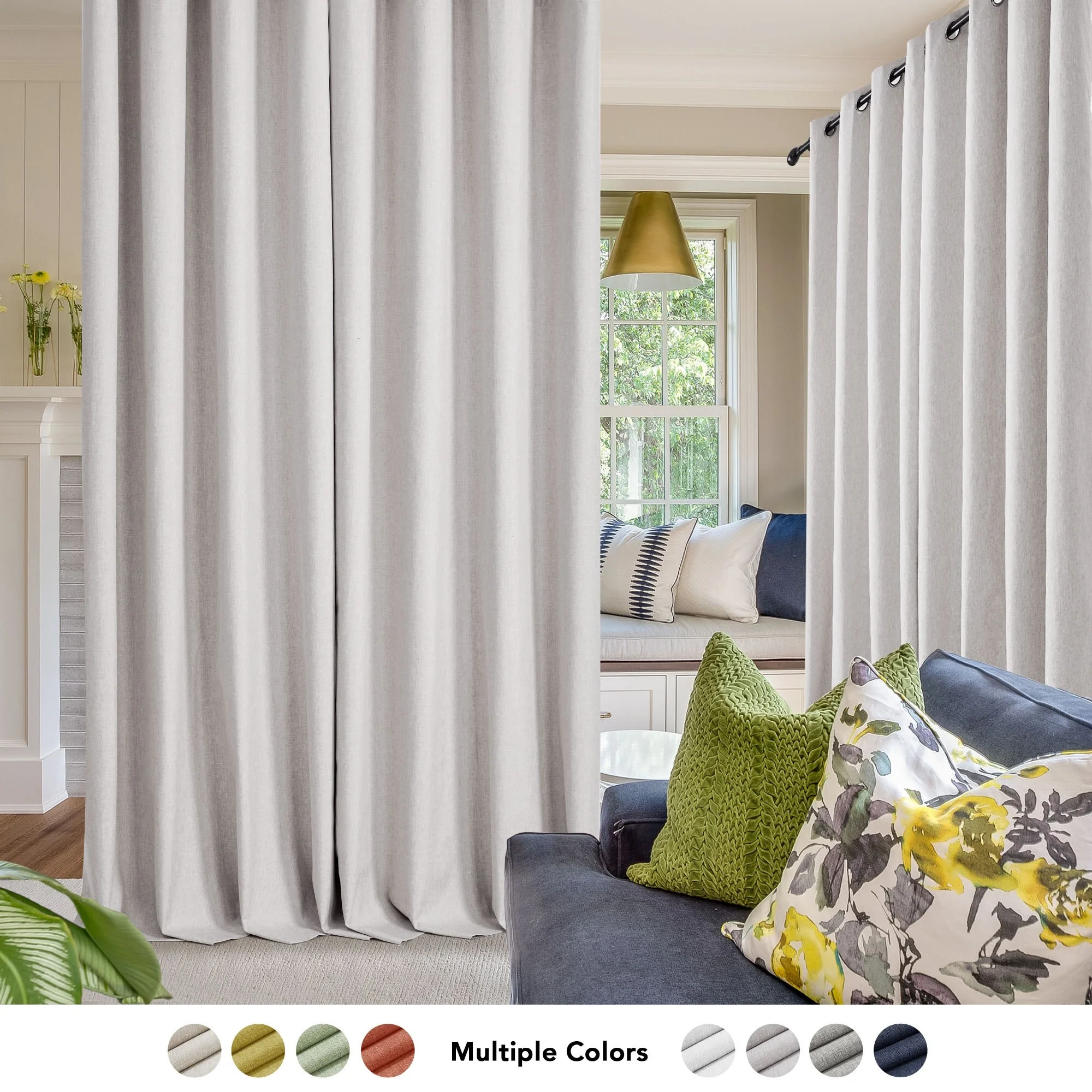 Deconovo Blackout Living Room Curtains Faux Linen Drapes 2 Panels