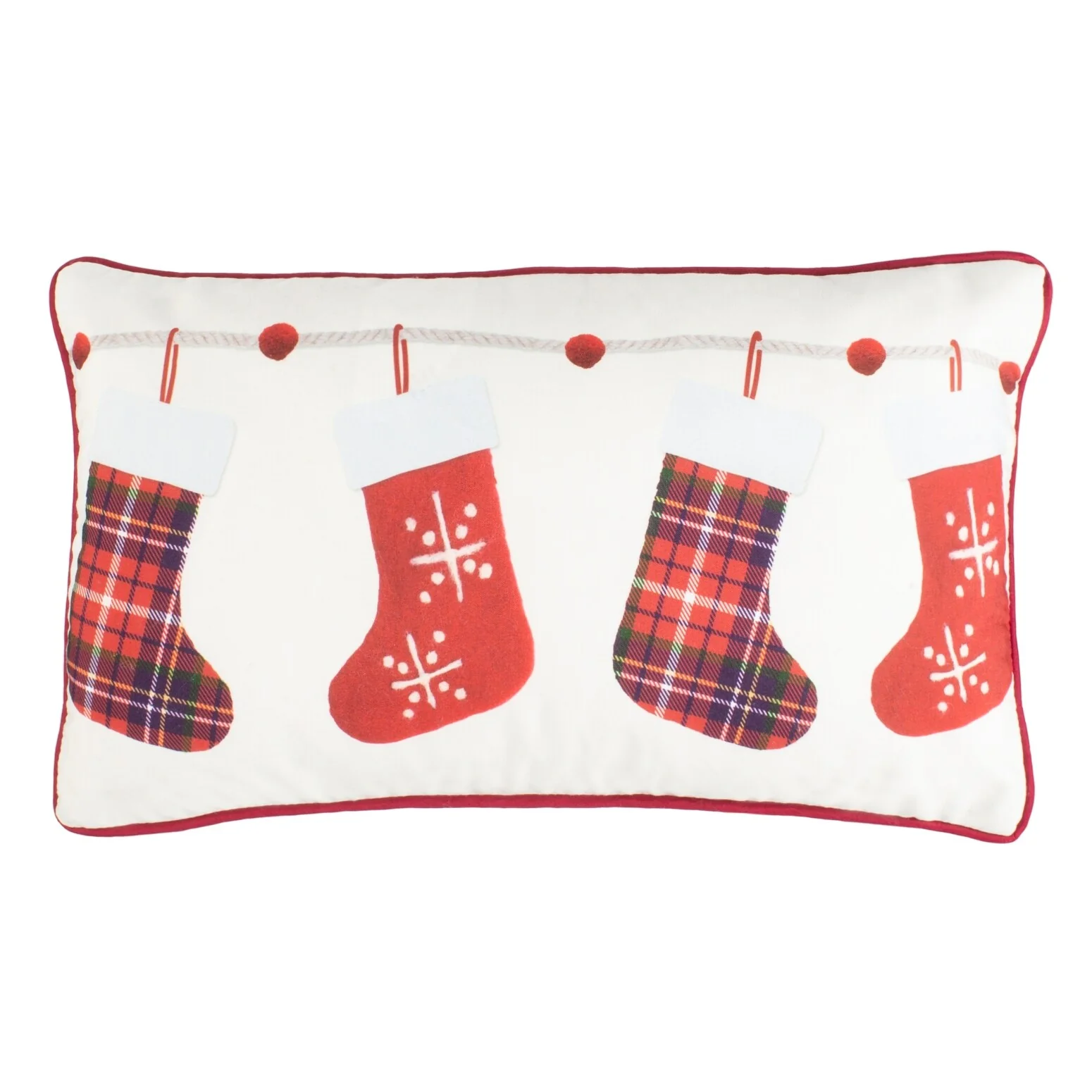 SAFAVIEH Holiday Visnjica Holly Jolly Ivory/Red 12 x 20-inch Decorative Pillow