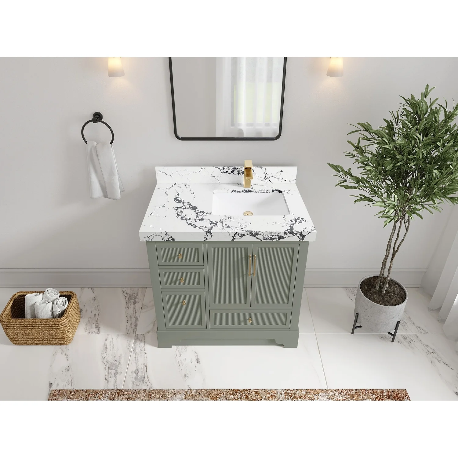 Willow Collections 36 in. W x 22 in. D Alys Right Offset Sink Bathroom Vanity with Countertop
