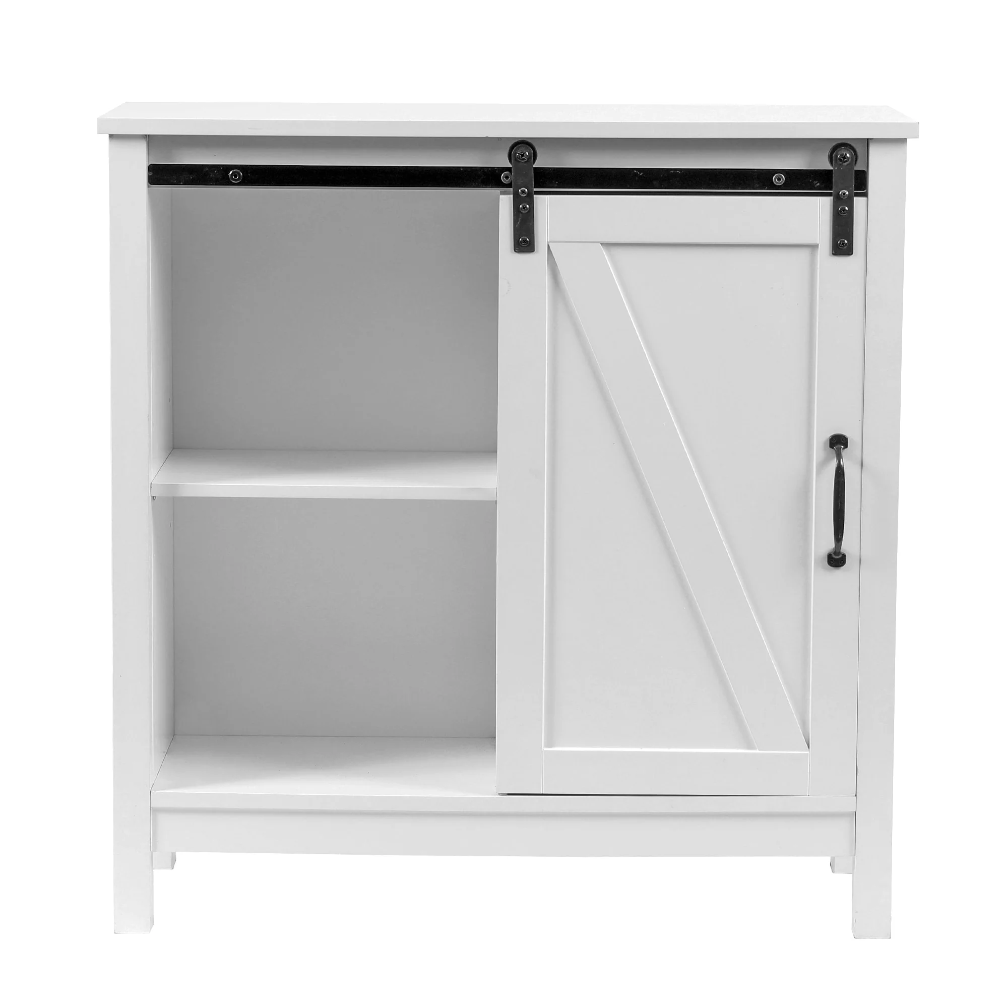 Farmhouse White MDF Wood Bathroom Storage Cabinet