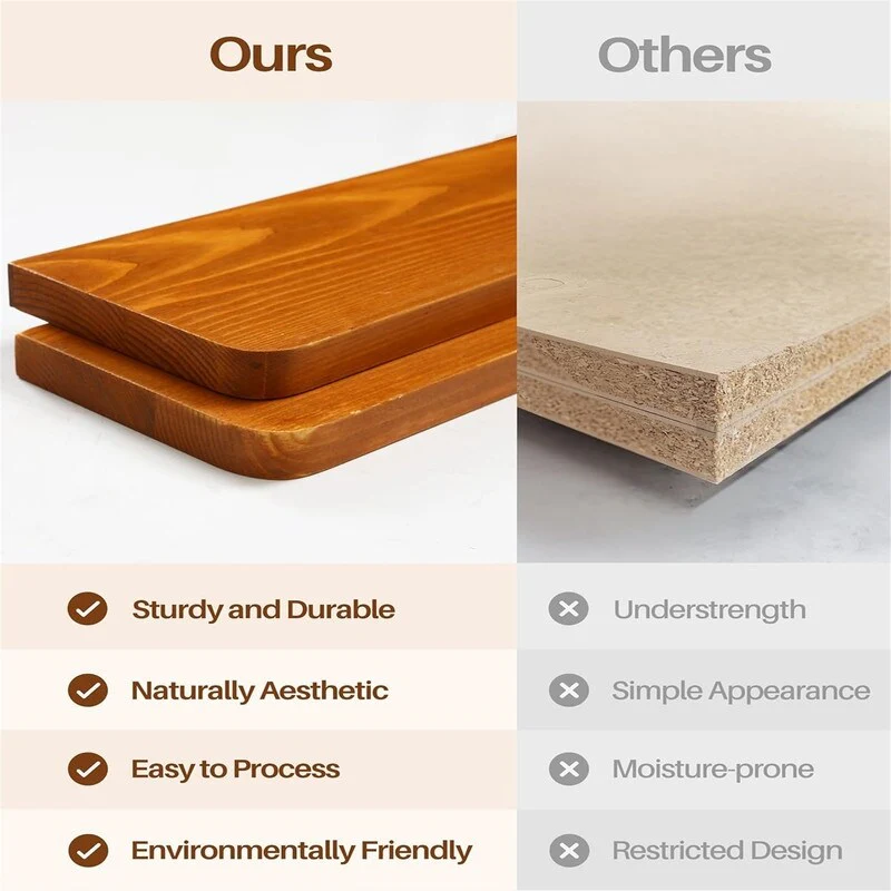 Wall Mounted Shelving Unit All Pine Wood 3 Tier Large Shelf