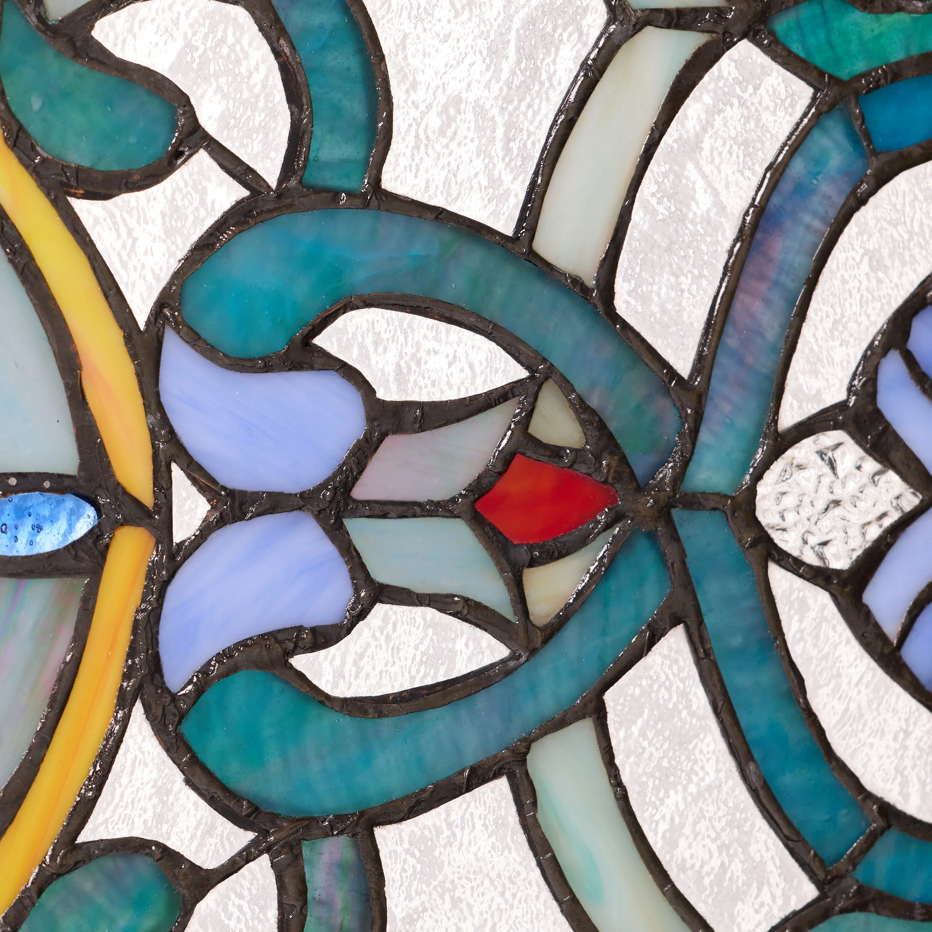 Flourished and Flowers River of Goods Shades of Blue Stained Glass Window Panel - 24