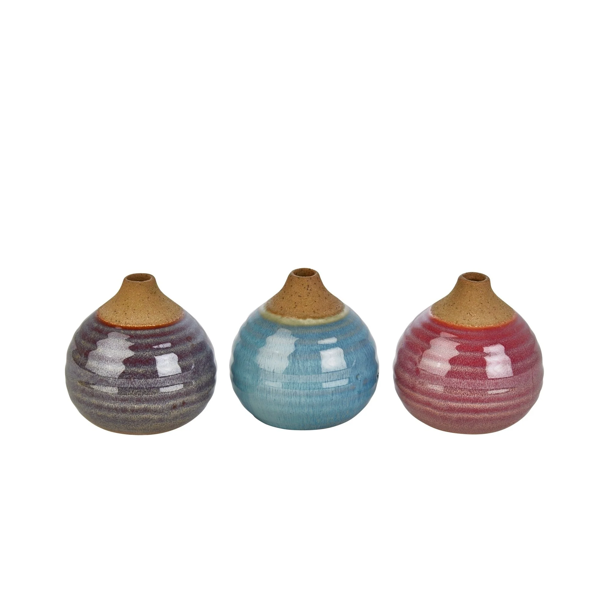 Sagebrook Home Modern Coastal Small Ceramic Bud Vases, Set of 3