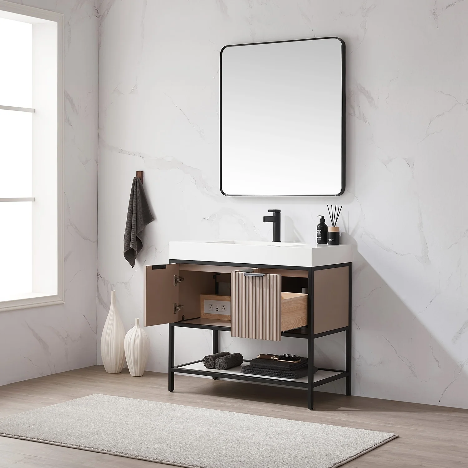 Marcilla 36 in. Single Sink Bath Vanity with Stone Sink Top