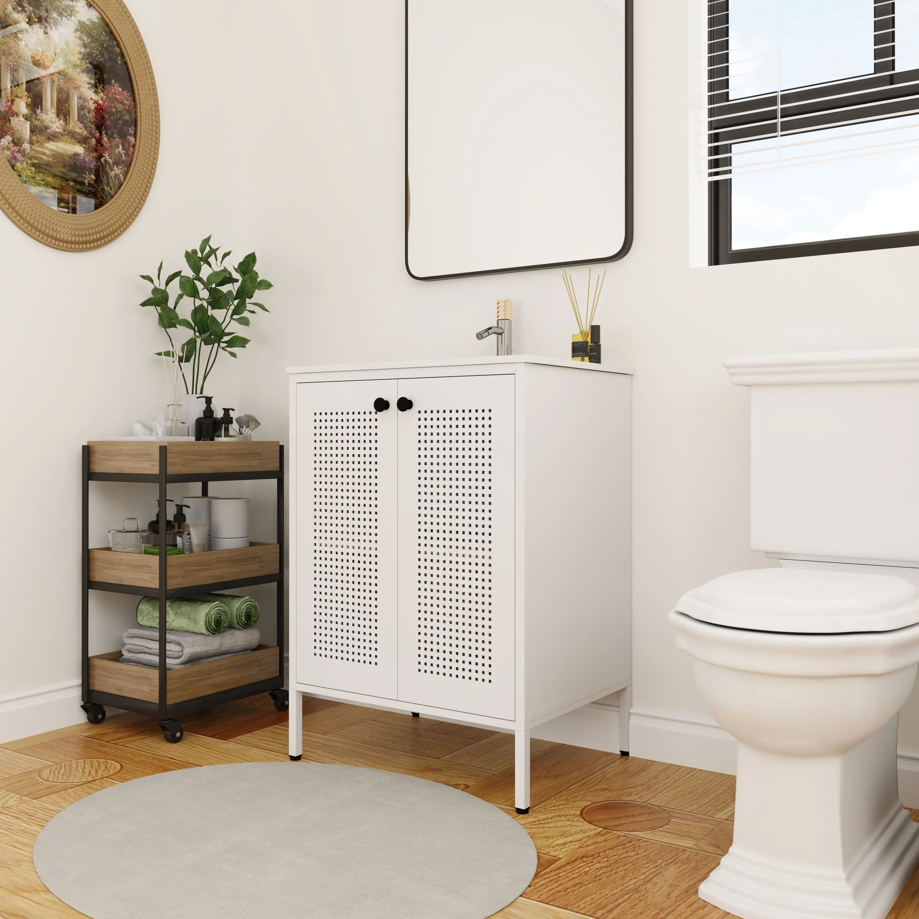 BNK 24/30 inch Freestanding Single Sink Bathroom Vanity with Soft Close Door and 1 adjustable shelf