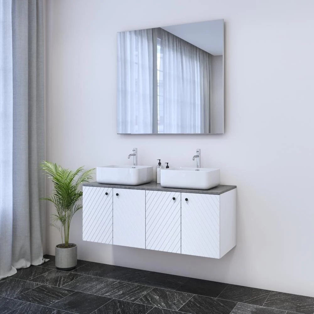 Avela 4D 120 Double Sink Floating Bathroom Vanity (48