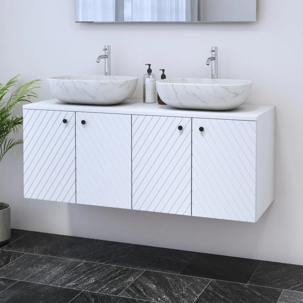 Avela 4D 120 Double Sink Floating Bathroom Vanity (48