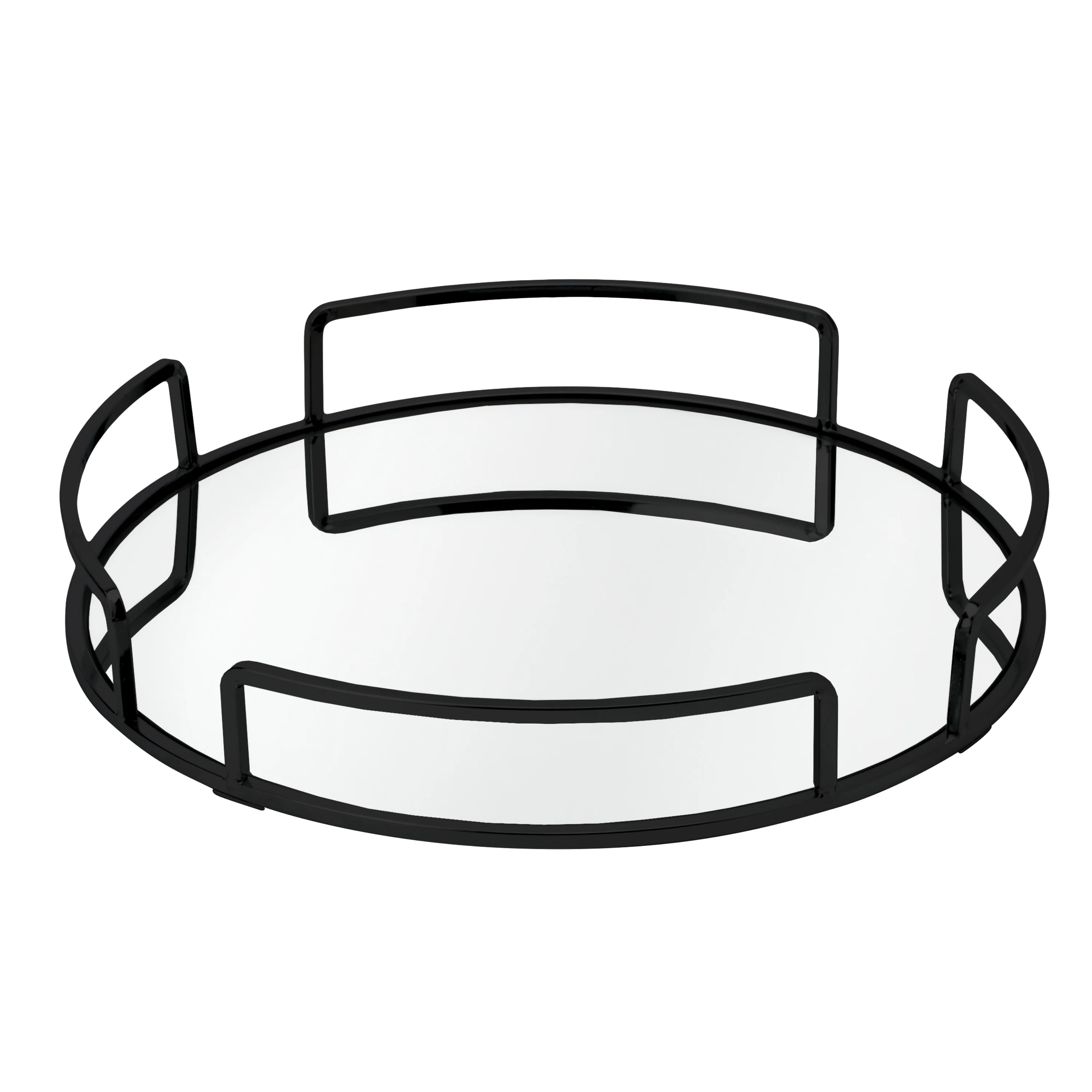 Home Details Modern Round Design Mirror Vanity Tray in Matte Black - Mattblack - 13