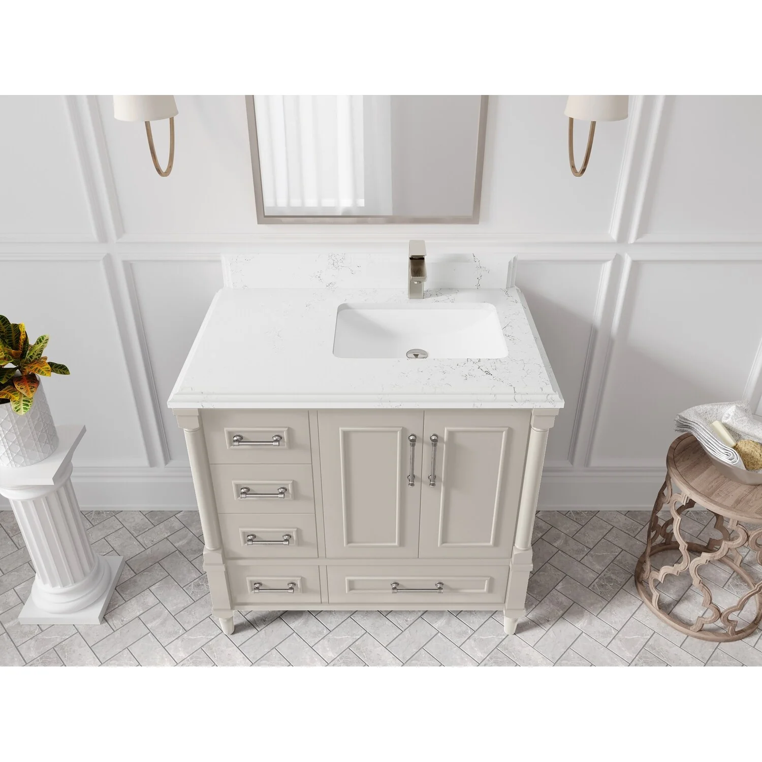 Willow Collections 36 in. W x 22 in. D Aberdeen Right Offset Sink Bathroom Vanity with Countertop