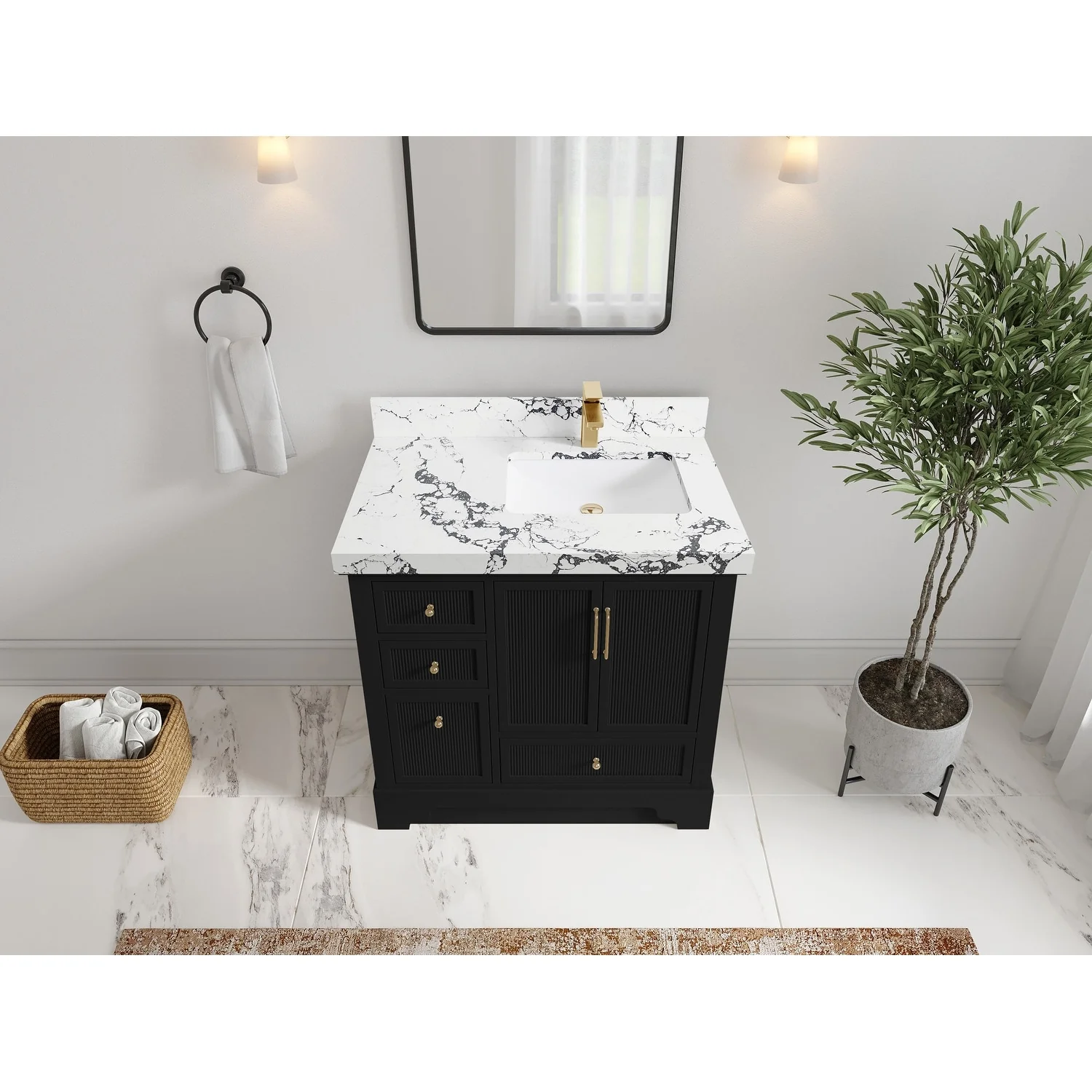Willow Collections 36 in. W x 22 in. D Alys Right Offset Sink Bathroom Vanity with Countertop