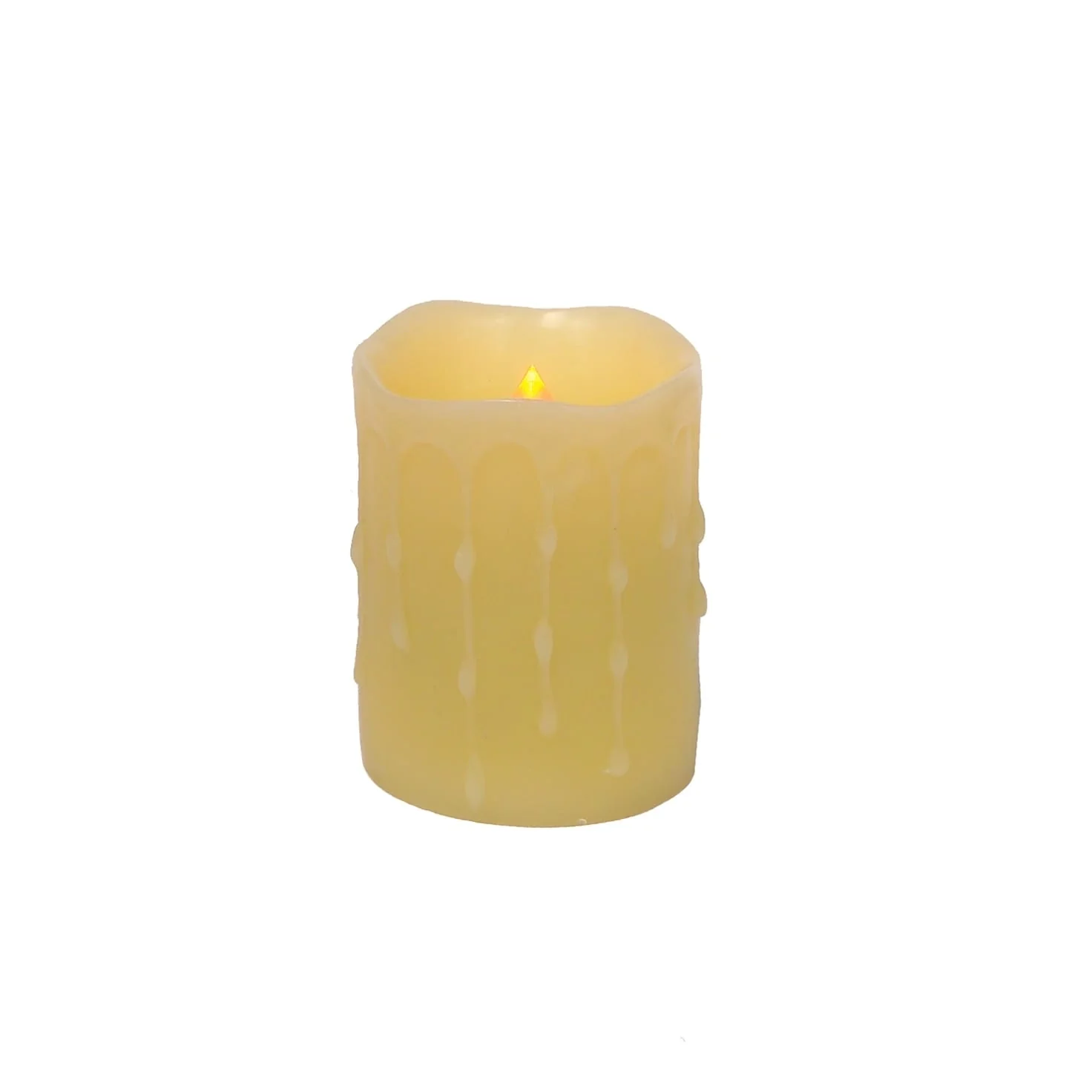 LED Wax Dripping Pillar Candle (Set of 4) - 3 x 3 x 4