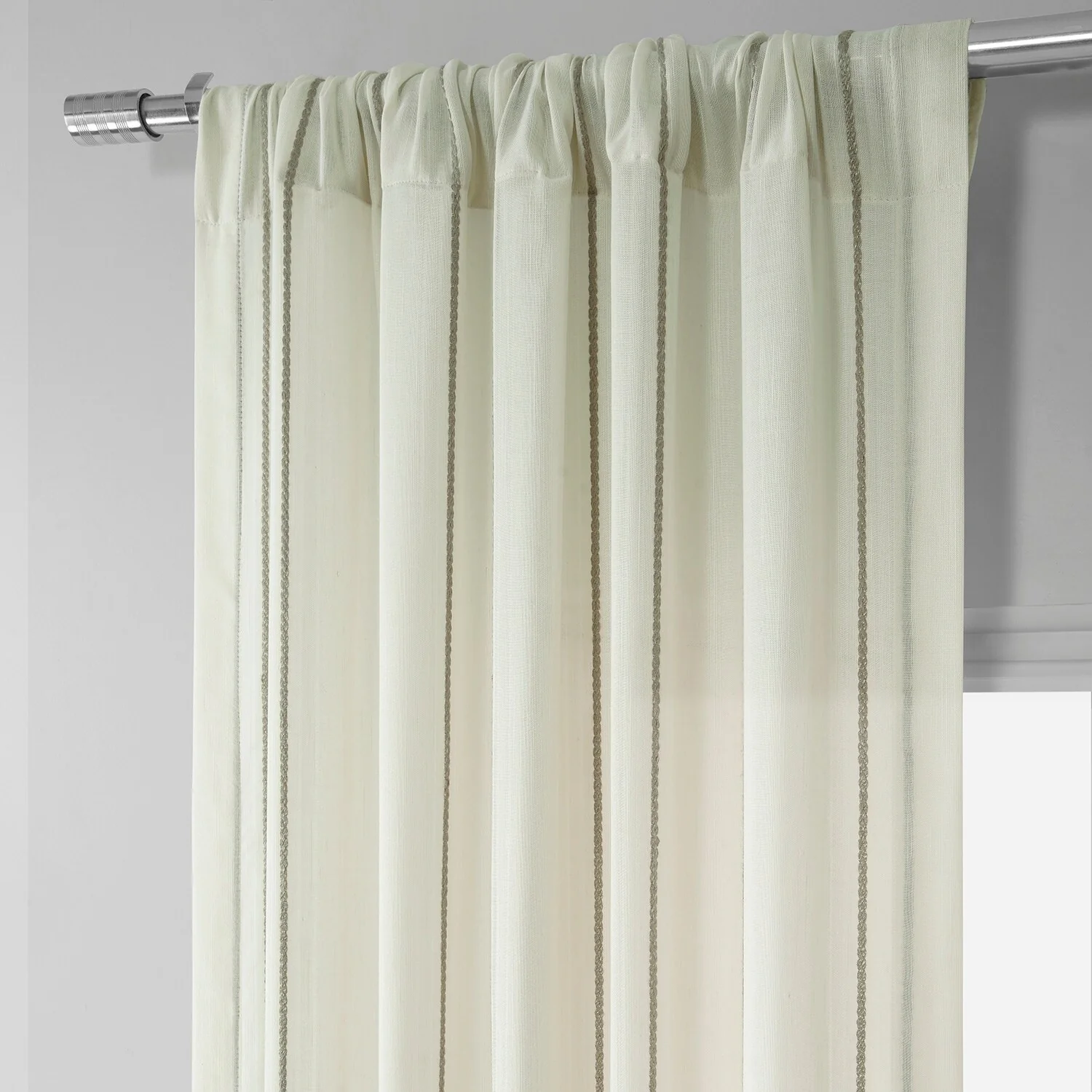 Exclusive Fabrics Aruba Striped Linen Sheer Curtain (1 Panel)