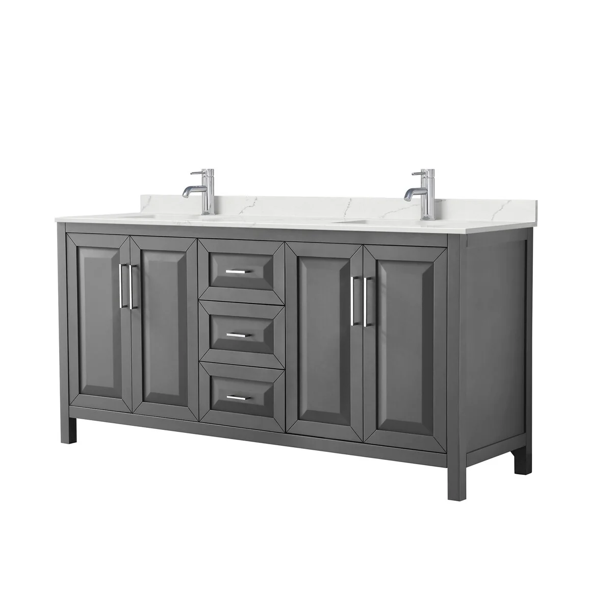 Daria 72-inch Double Vanity, Single Hole Quartz Top