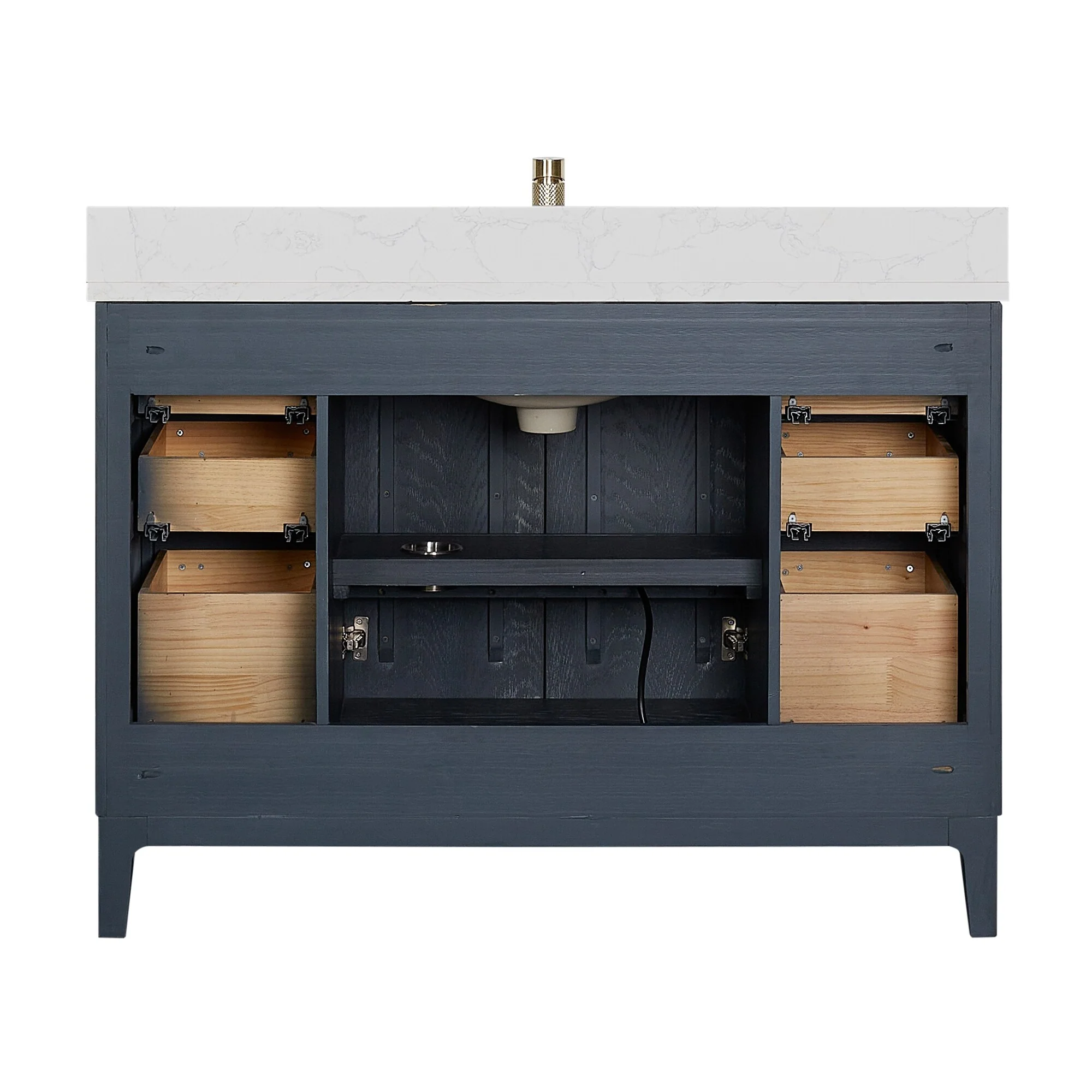 Gara Single Bath Vanity with Composite Stone Top and Mirror