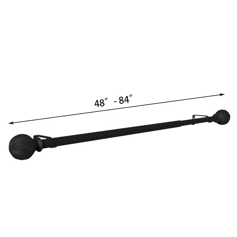 Debuono Black Adjustable Curtain Rod with Final Set