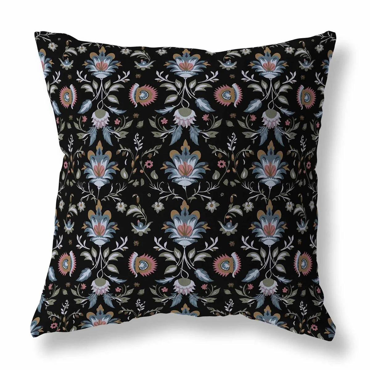 Black And Pink Breezy Botanicals Faux Suede Throw Pillow Zipper
