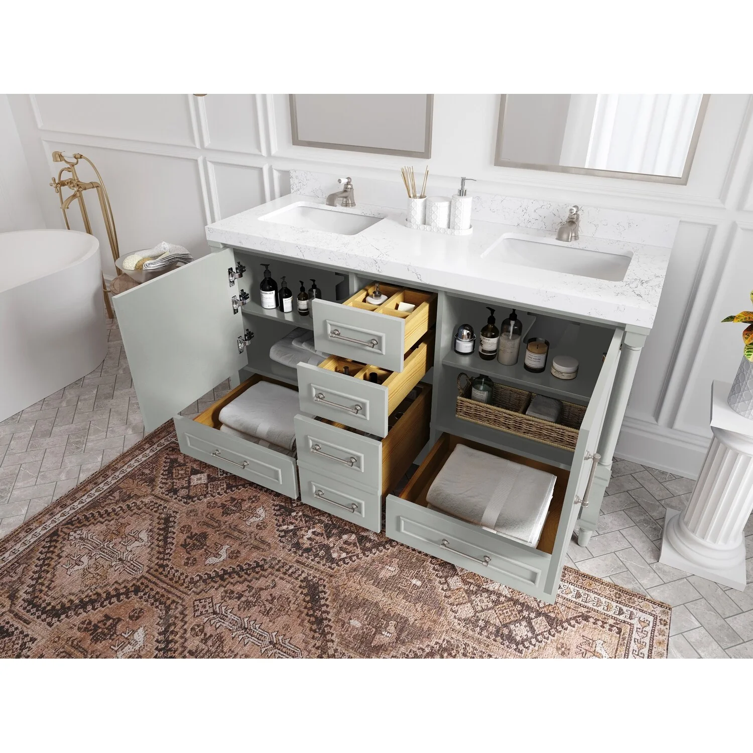 Willow Collections 60 in. W x 22 in. D Aberdeen Double Sink Bathroom Vanity with Countertop