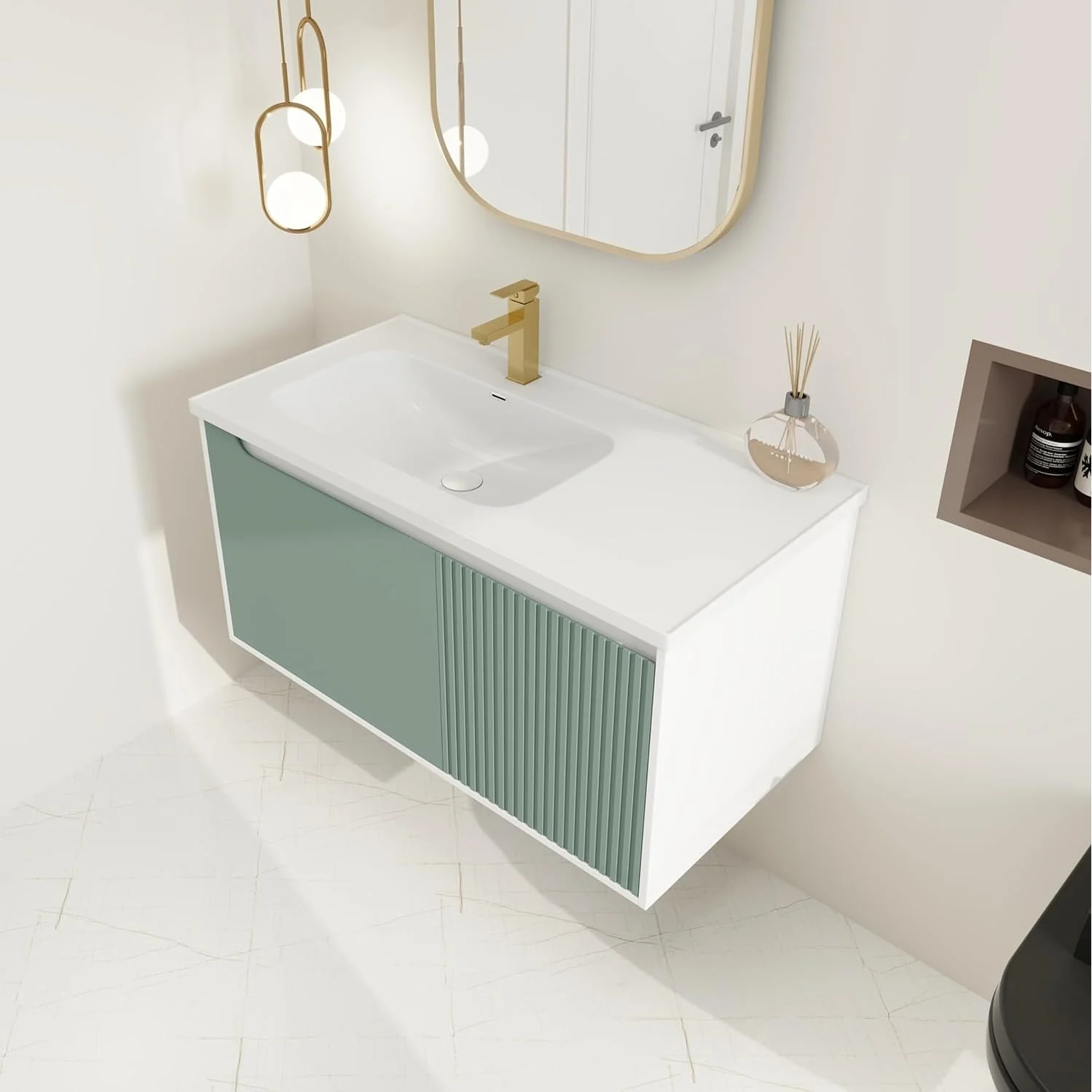 BNK 28/ 32/36/40 Inch Single Sink Bathroom Vanity with Soft Close Door, Modern Floating Vanity