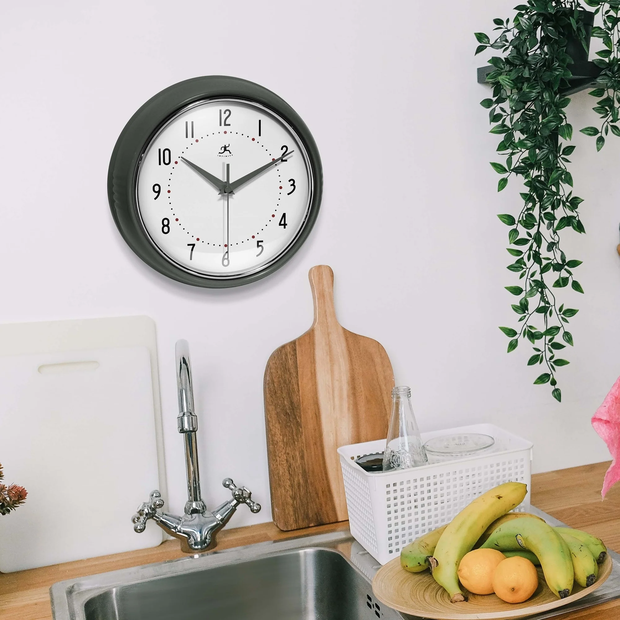 Round Retro Kitchen Wall Clock by Infinity Instruments