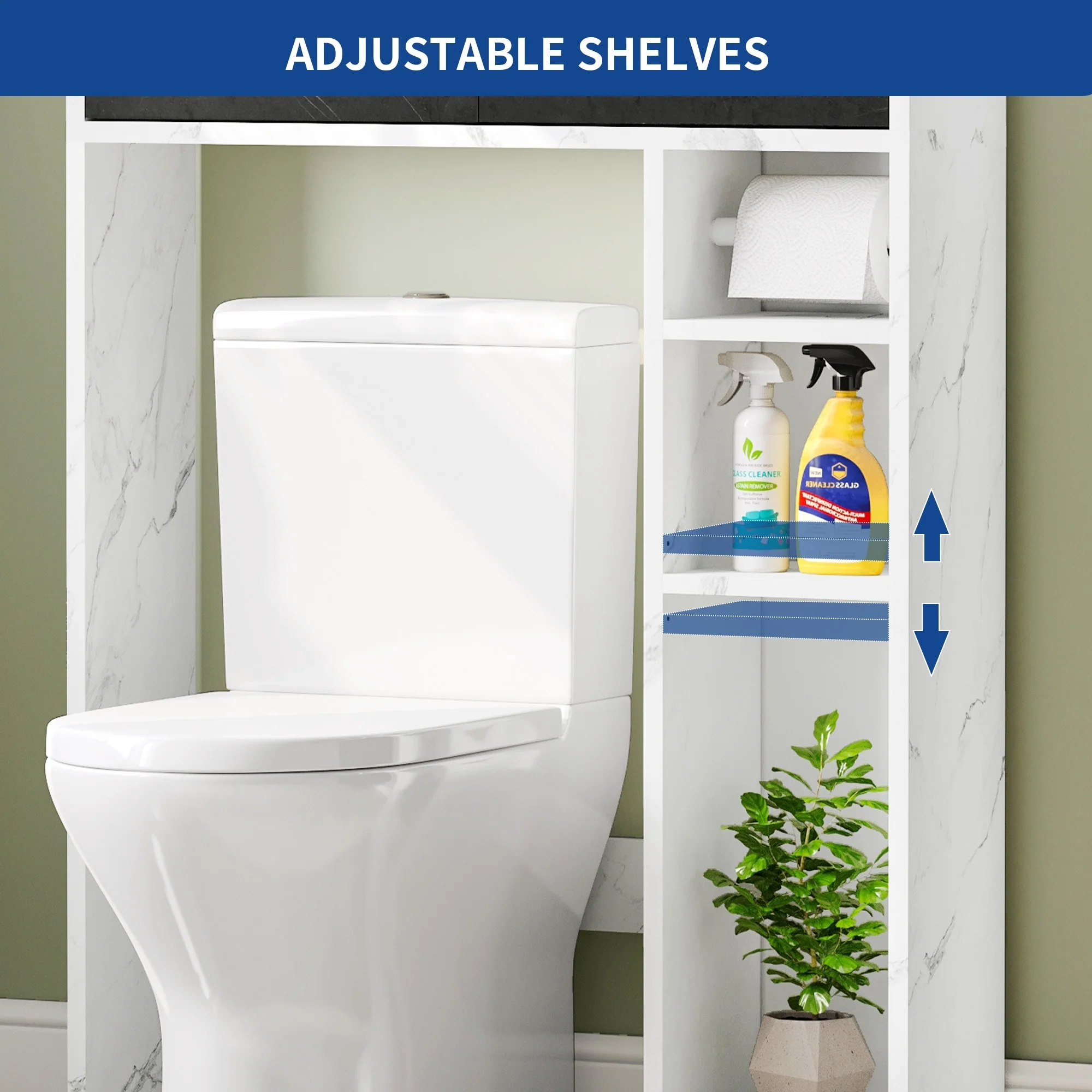 Moasis Bathroom Over The Toilet Storage Cabinet Organizer With 2 Drawer and Shelves