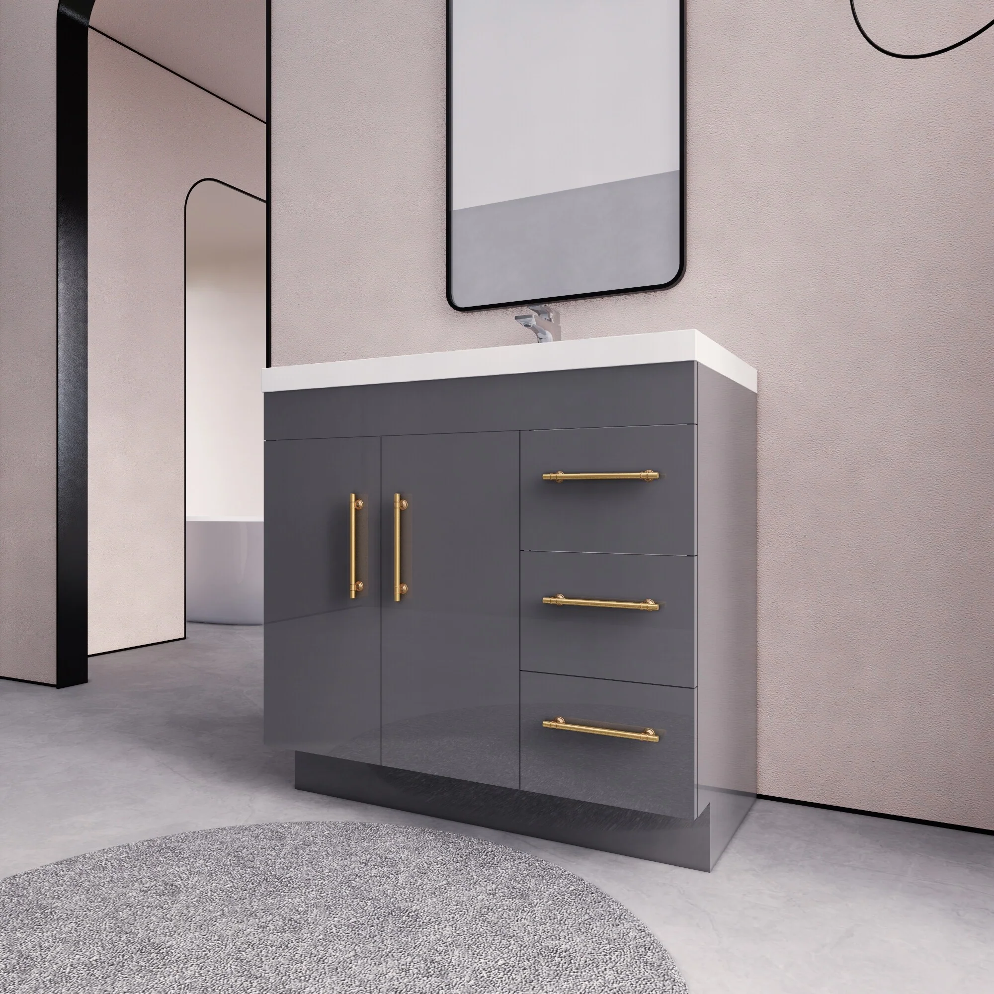 Eliza 36 Freestanding Vanity (Right Drawers) with Single Sink