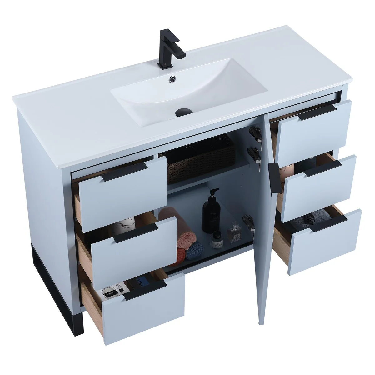 Fine Fixtures Opulence Collection Bathroom Vanity with White Ceramic Sink