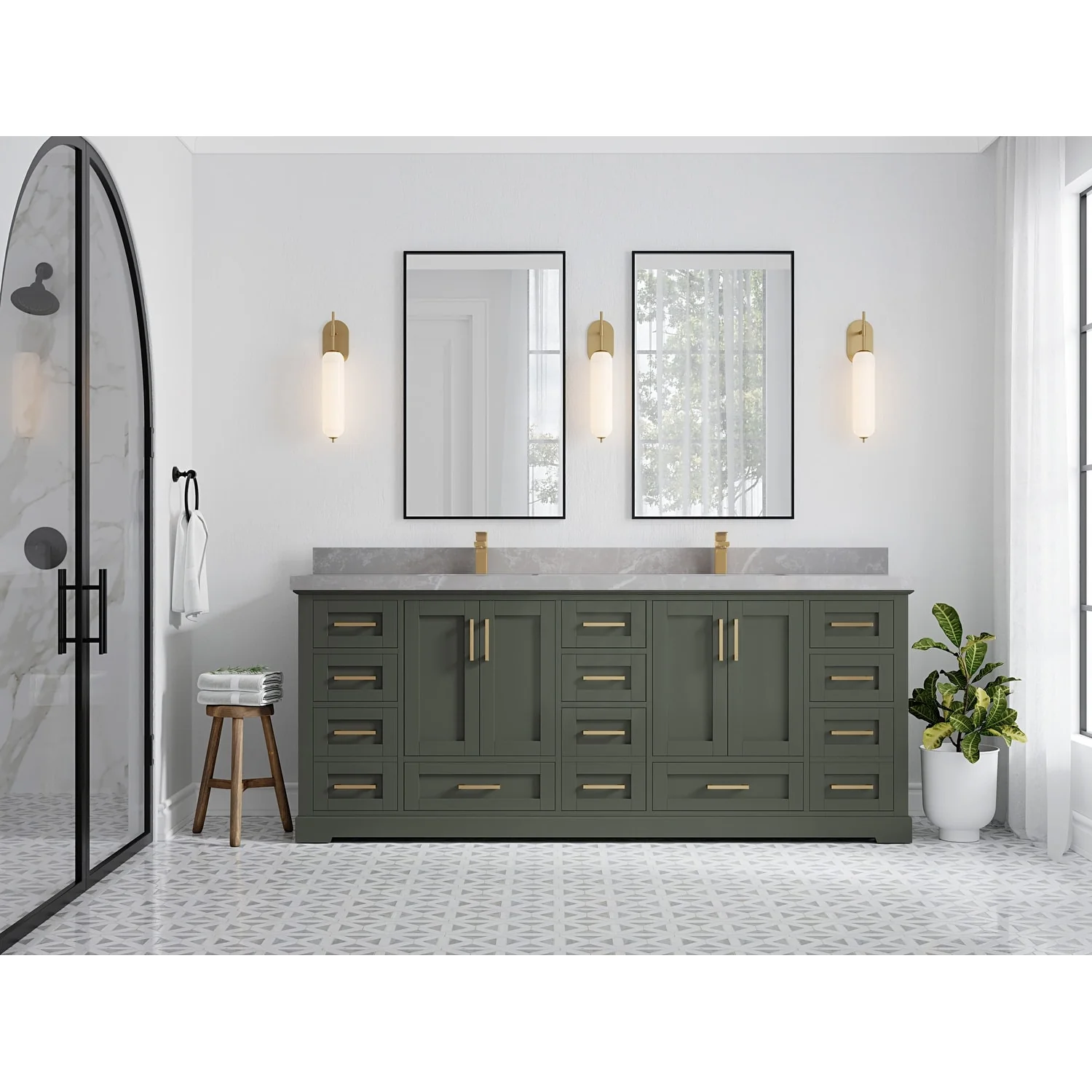 Willow Collection 84 in W x 22 in D x 36 in H Boston Double Bowl Sink Bathroom Vanity with Countertop