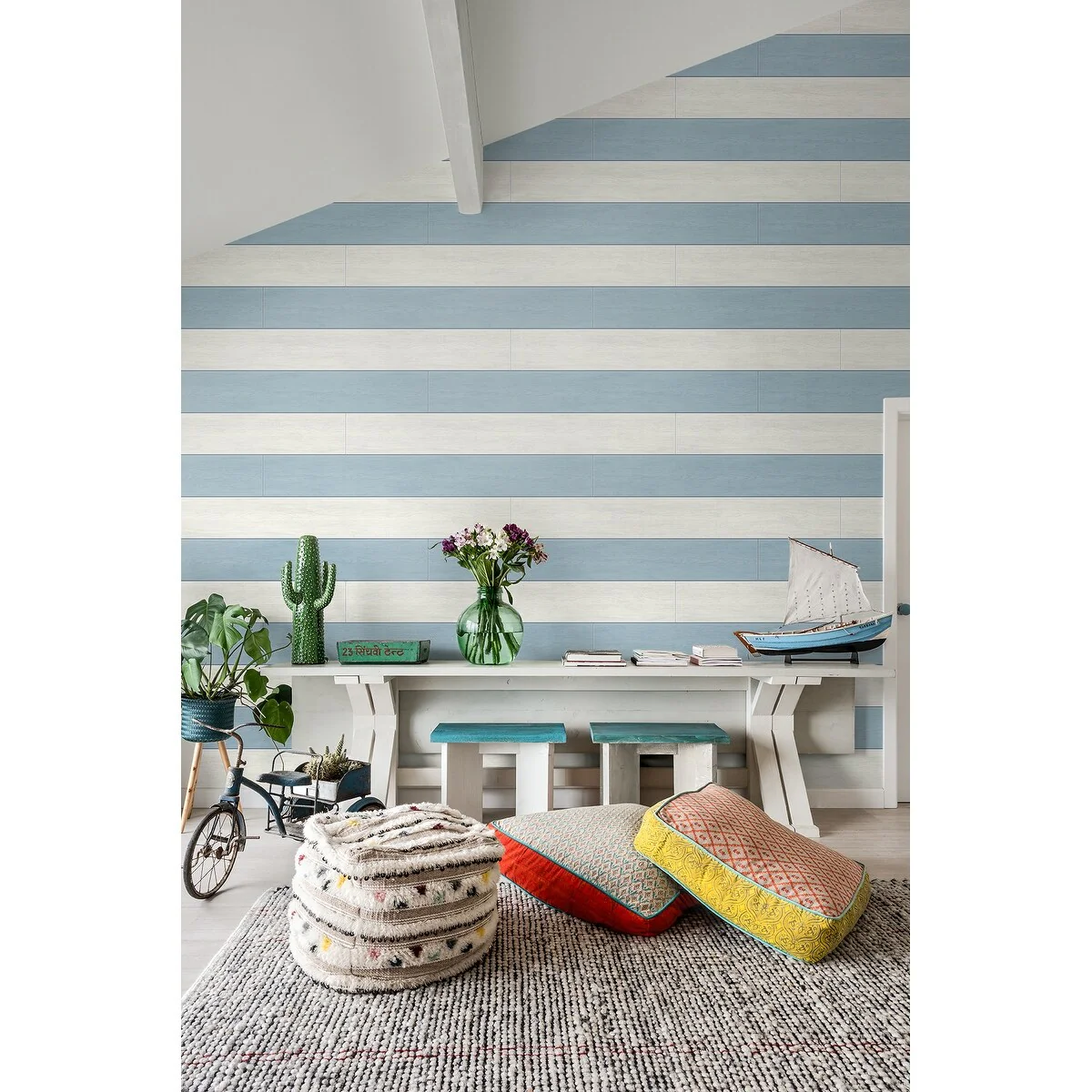 NextWall Two Toned Shiplap Peel and Stick Wallpaper