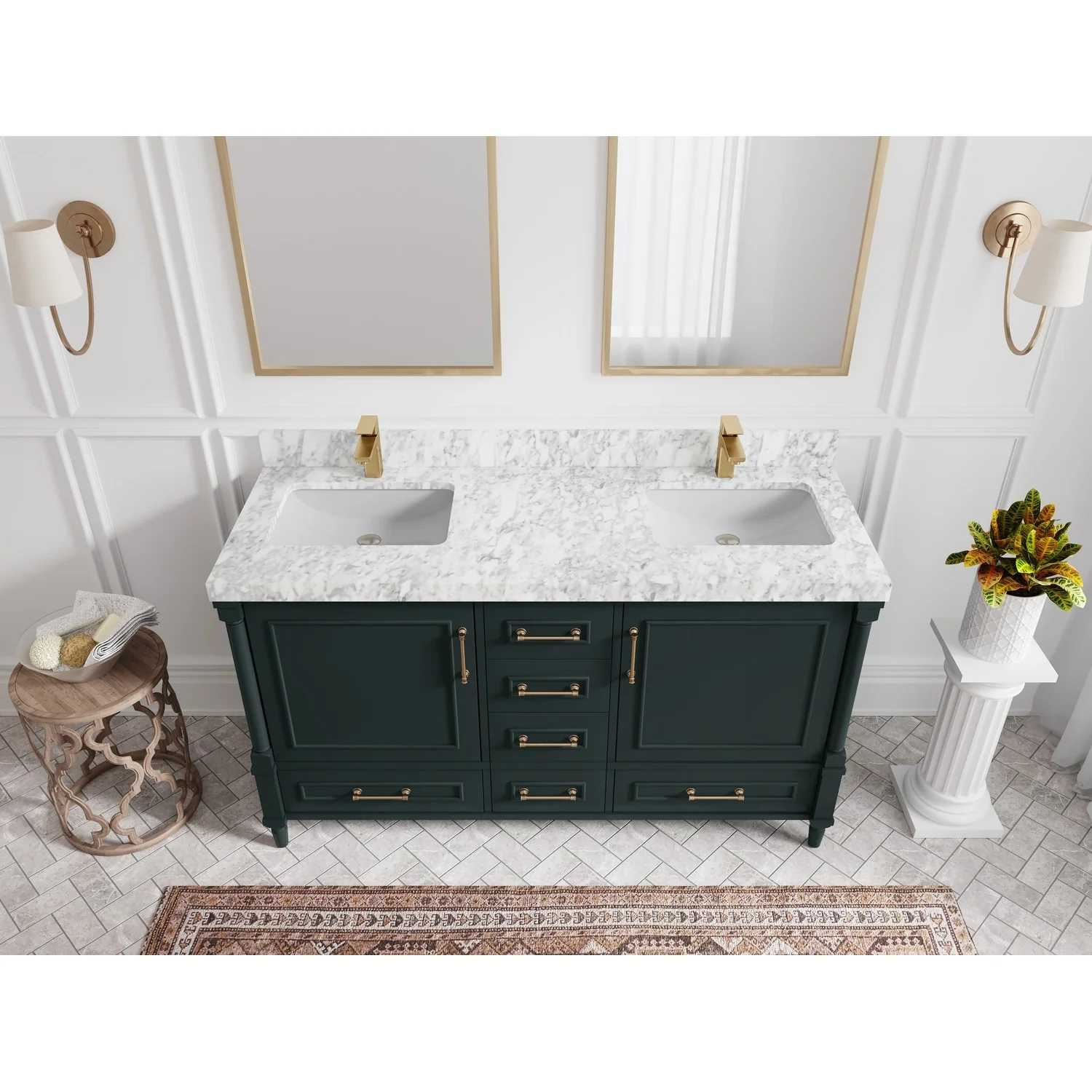 Willow Collections 60 in. W x 22 in. D Aberdeen Double Sink Bathroom Vanity with Countertop