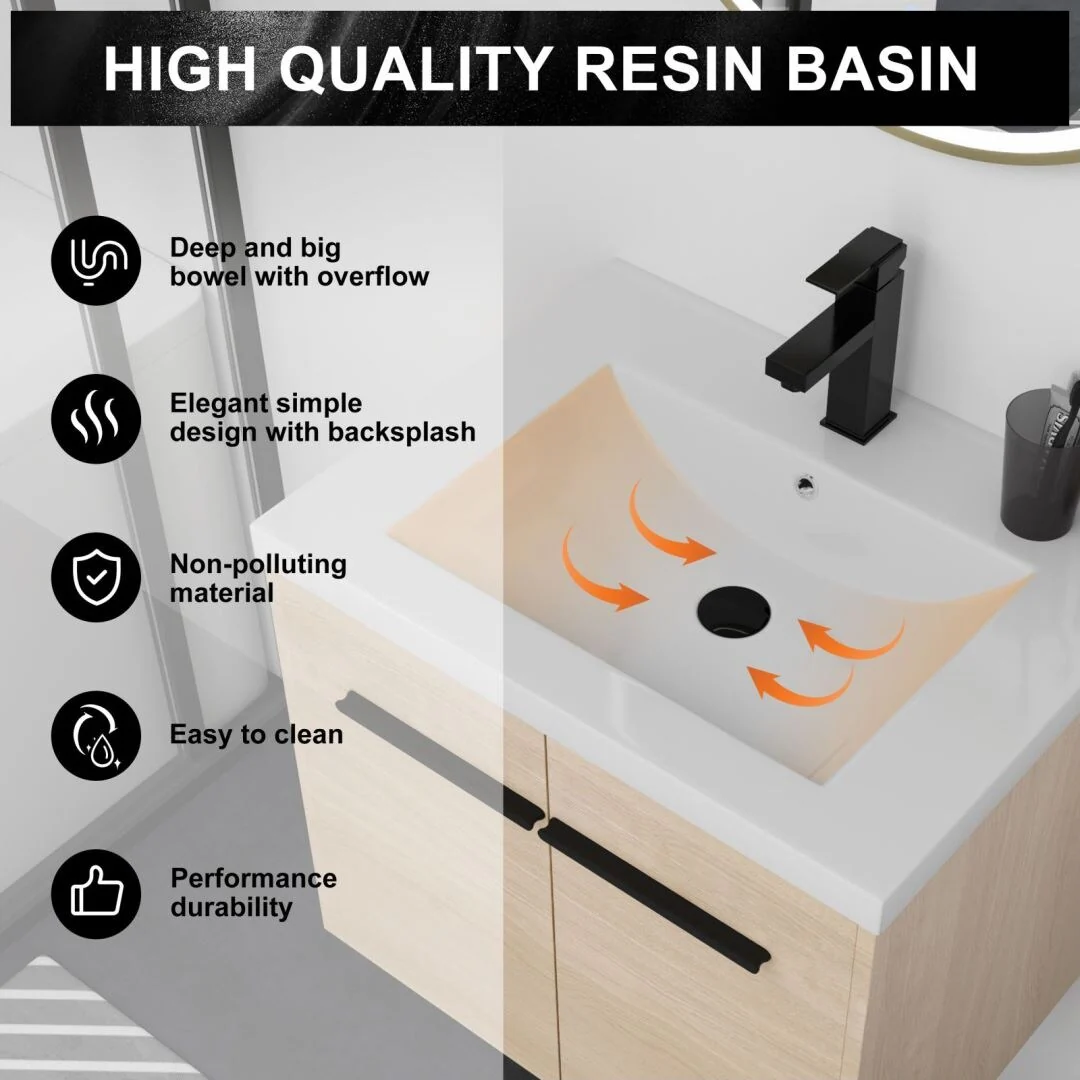 24-inch Bathroom Vanity with resin Countertop Sink 2 Doors Bathroom Cabinet Set