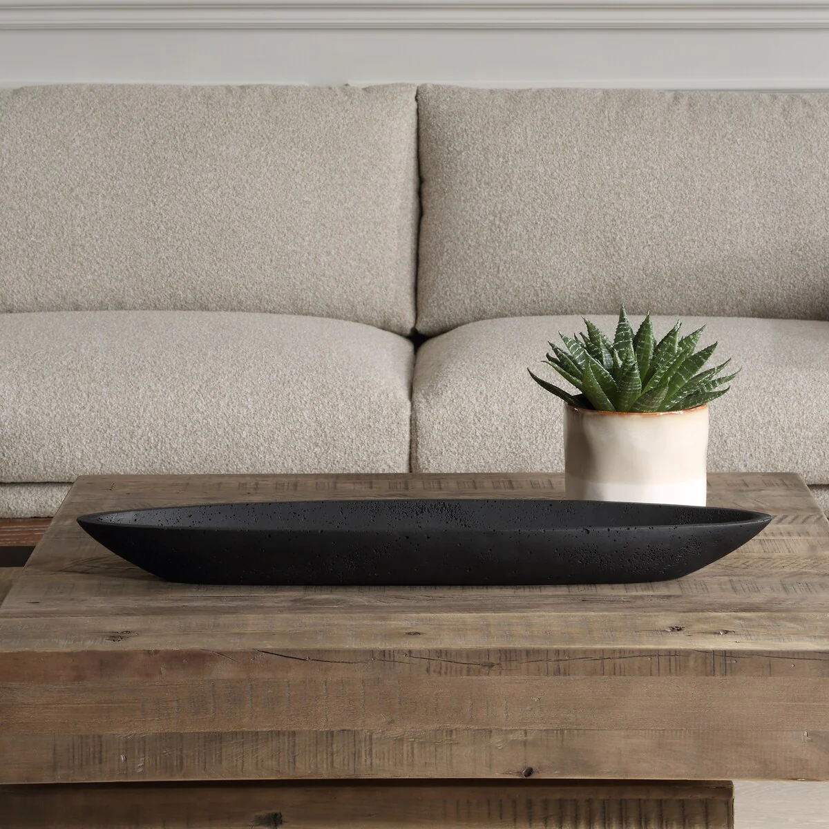 Uttermost Vessel Cast Black Canoe Bowl - 2.75'' H X 29'' W X 6.5'' D