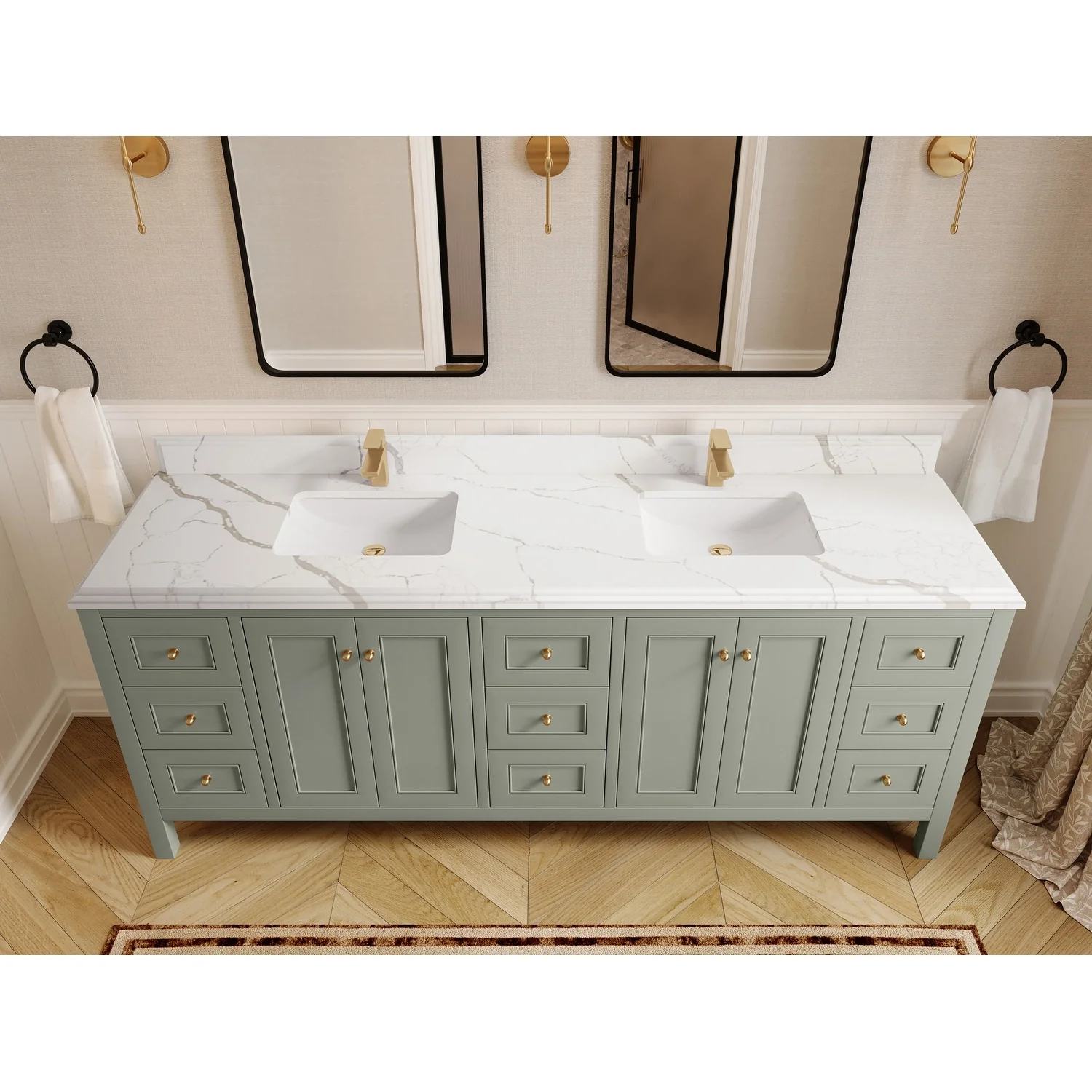 Willow Collections 84 in. W x 22 in. D Nashville Double Bowl Sink Bathroom Vanity with Countertop
