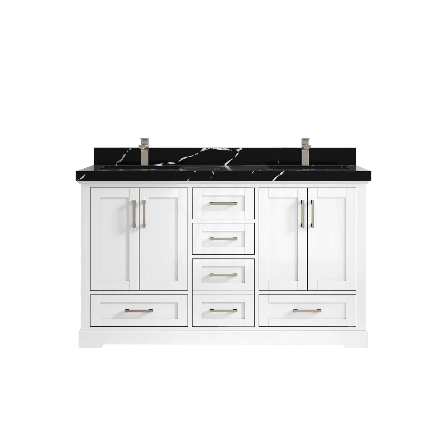 Willow Collection 60 in W x 22 in D x 36 in H Boston Double Bowl Sink Bathroom Vanity with Countertop