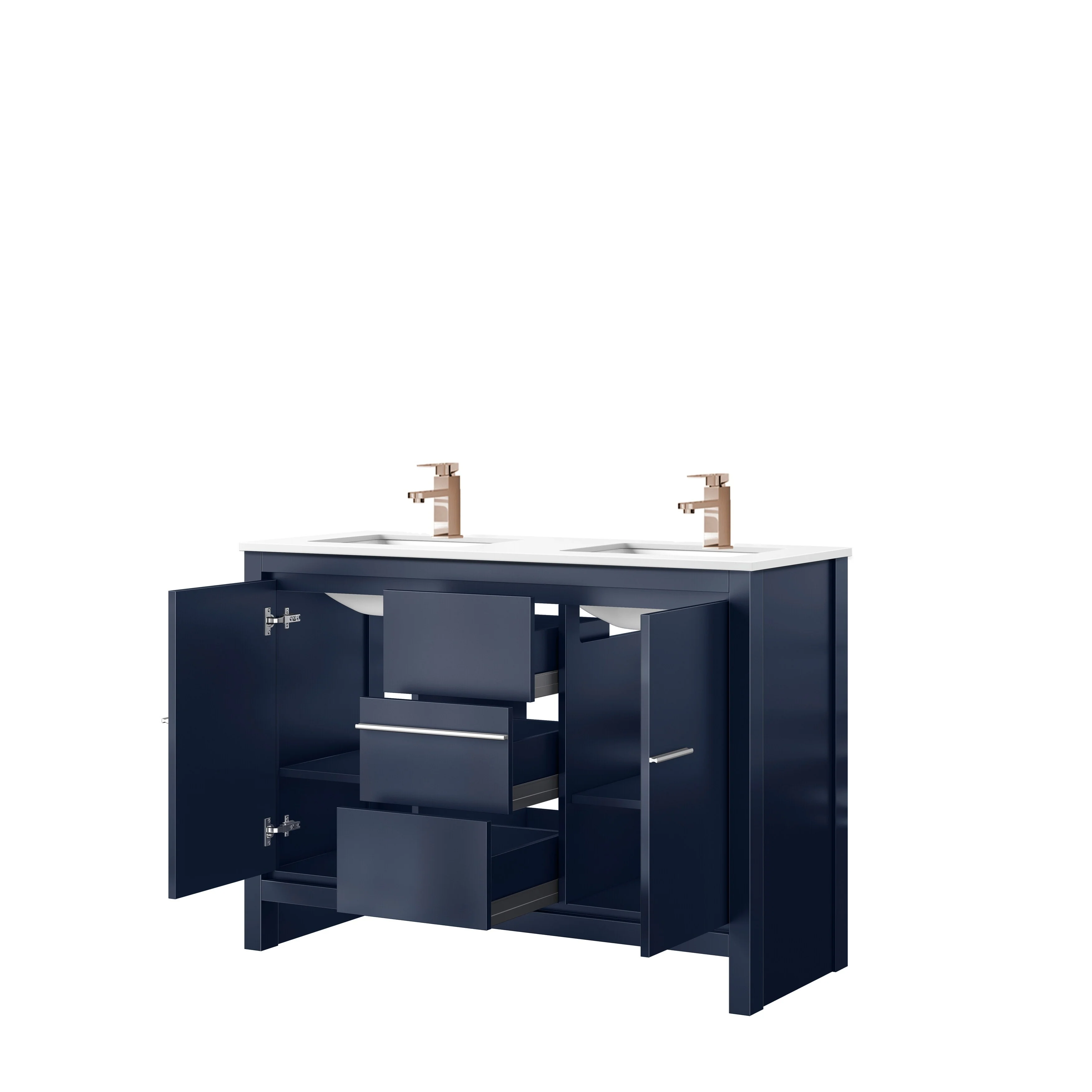 Lafarre Bath Vanity Cultured Marble Top, Sink and Rose Gold Faucet