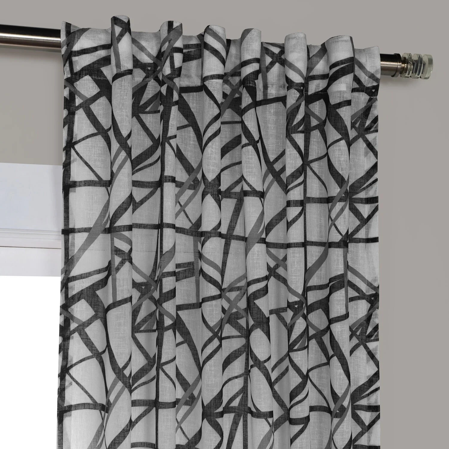 Exclusive Fabrics Matrix Printed Faux Linen Sheer Curtain (1 Panel)