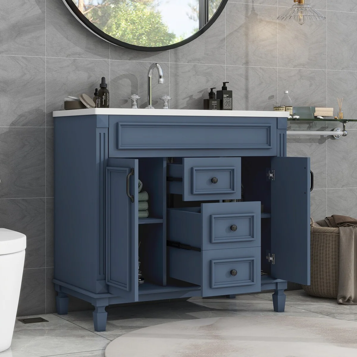 36'' Bathroom Vanity with Top Sink,Bathroom Storage Cabinet
