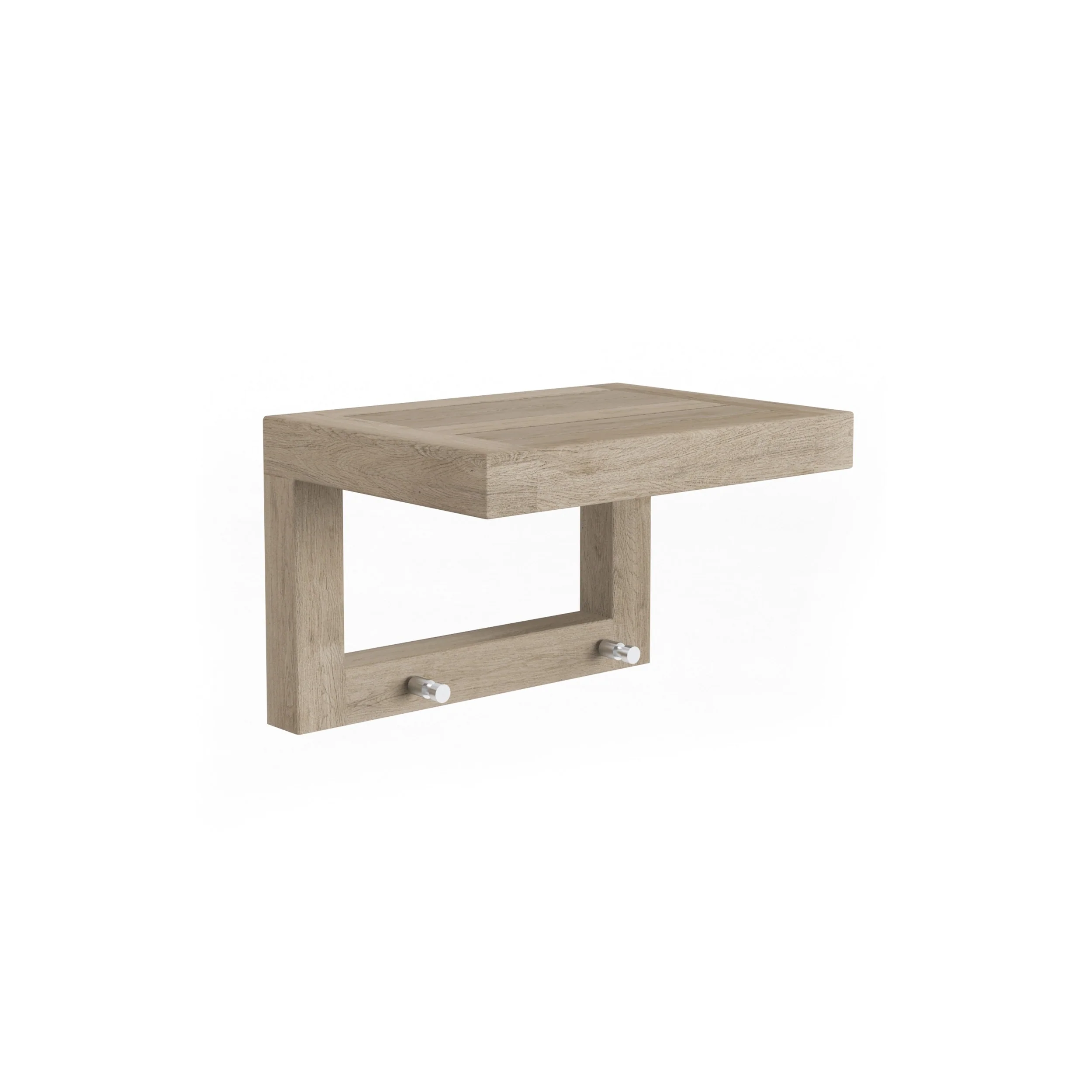 Moa Teak Wall Shelf with Hooks