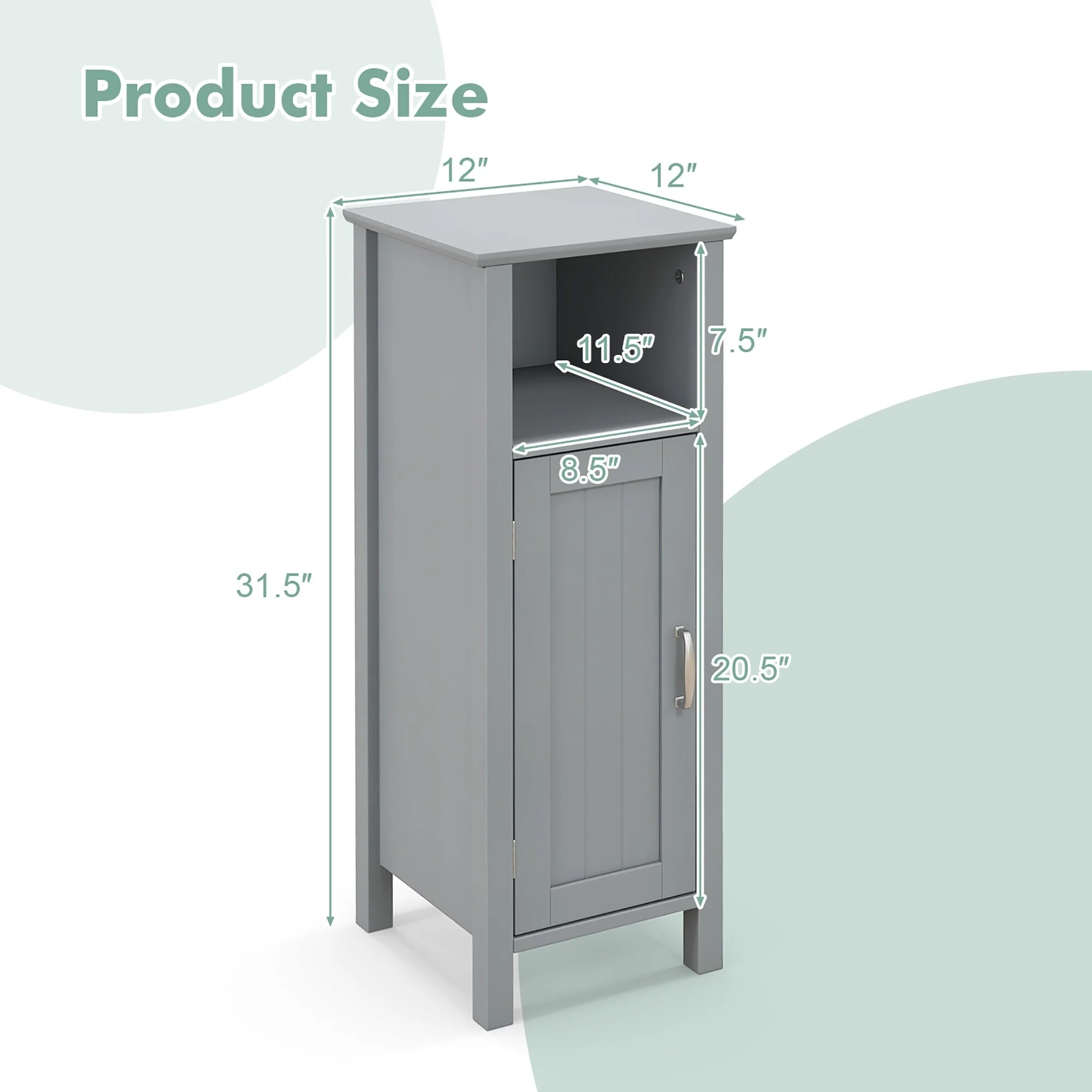 Gymax Bathroom Storage Organizer Narrow Floor Cabinet w/ 2-Tier