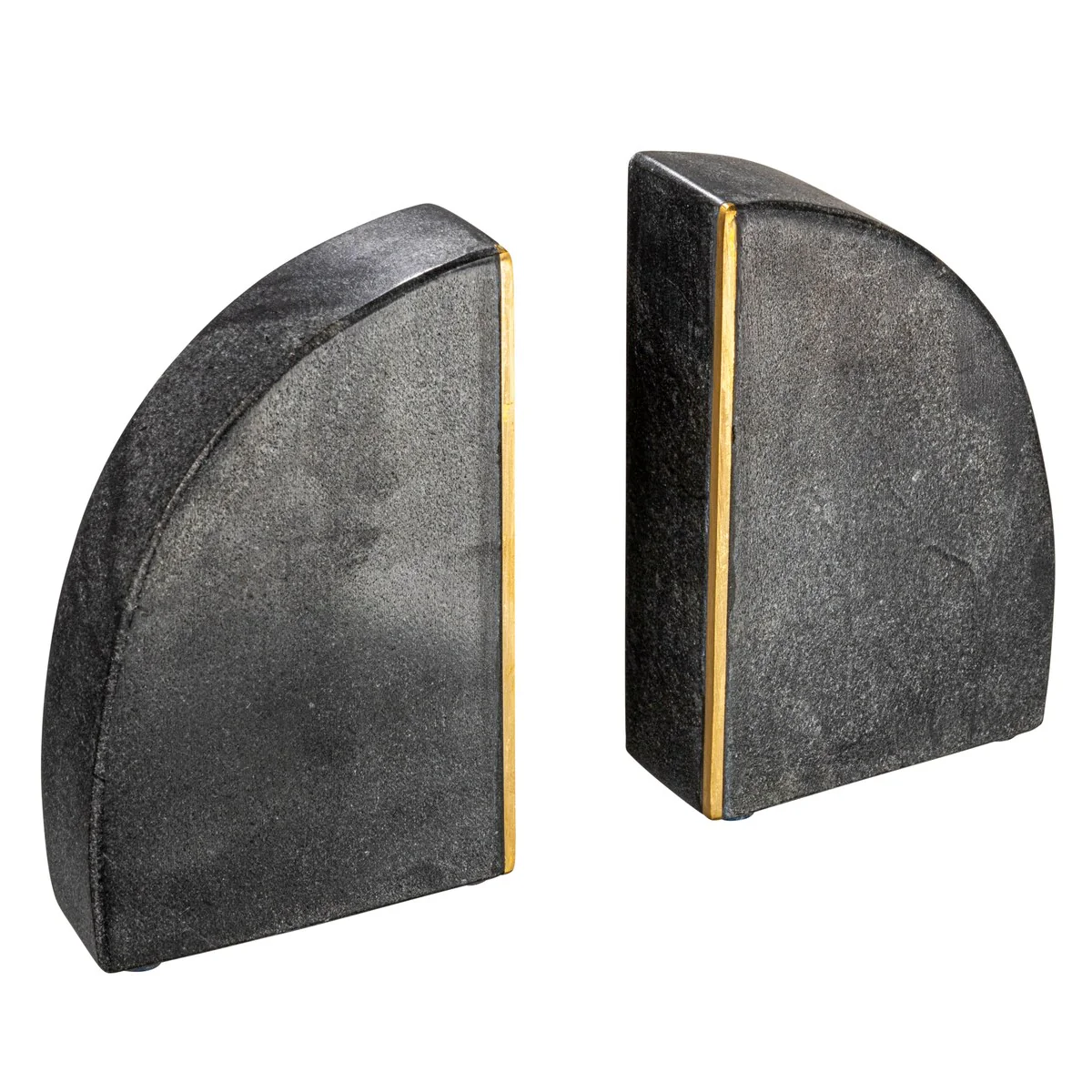 Arched Marble Bookends with Brass Detail - 5.5