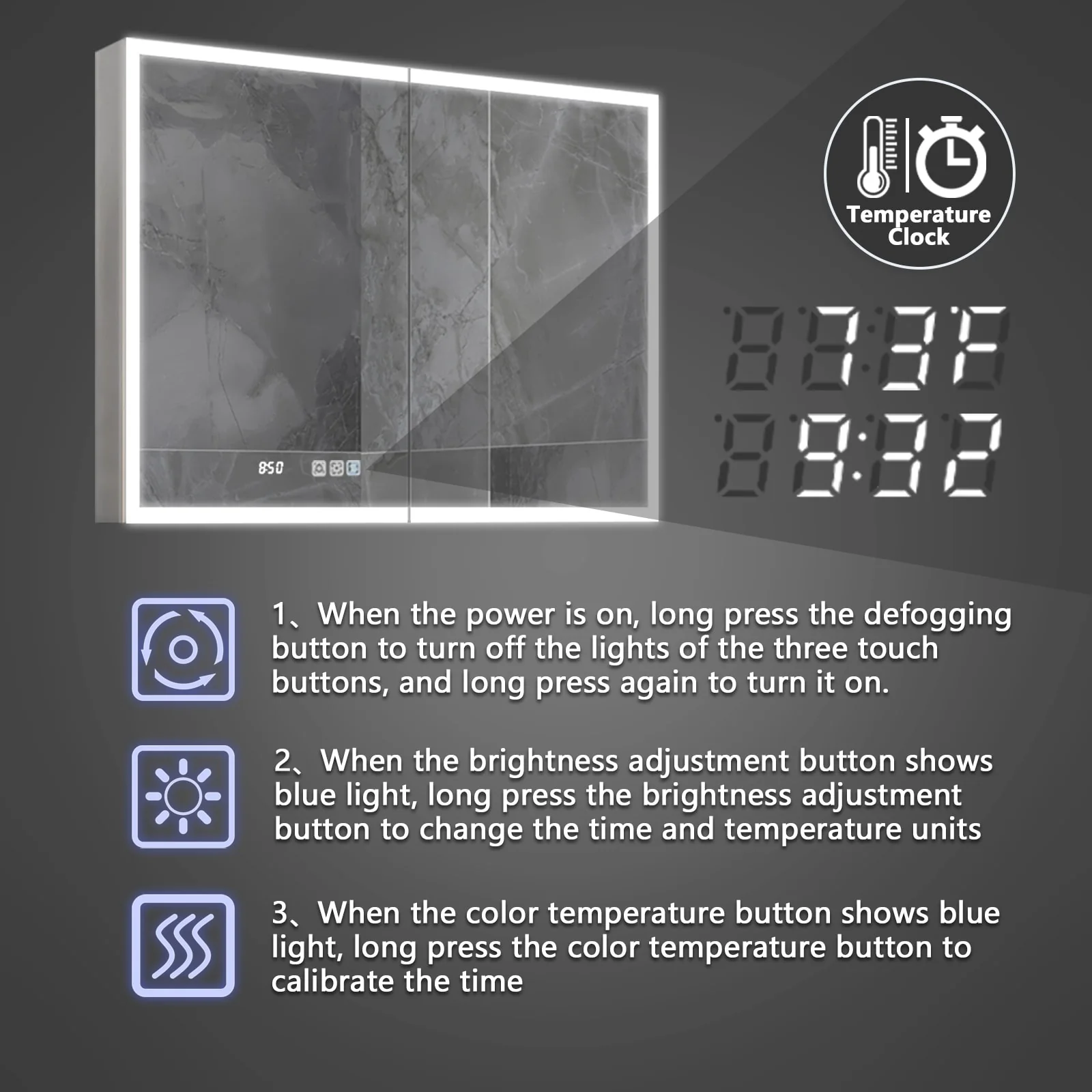 ExBrite Led Lighted Medicine Cabinet Recessed or Surface with Mirrors