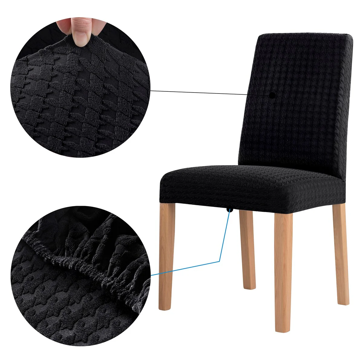 No. 918 Sparta 2-pack Houndstooth Textured Stretch Fit Elastic Dining Chair Cover Pair - 28