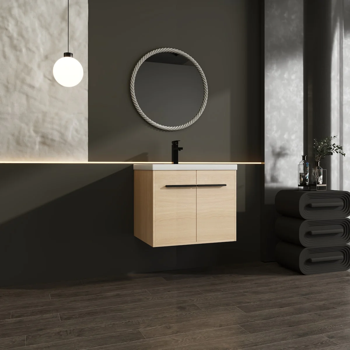 Bathroom Vanity with Resin Countertop Sink & 2 Doors