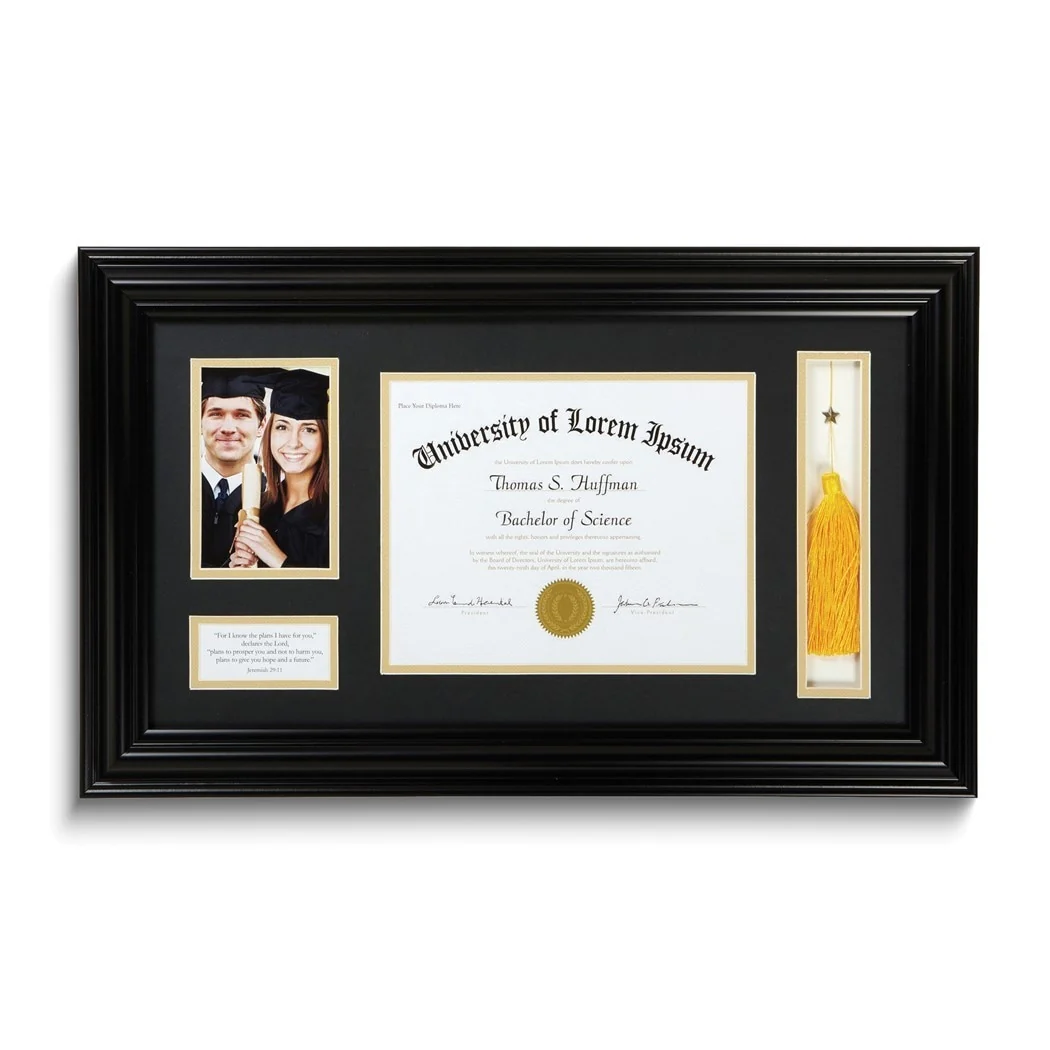 Curata Graduation 4x6 Photo Diploma and Tassel Black Frame with Verse Jeremiah 29