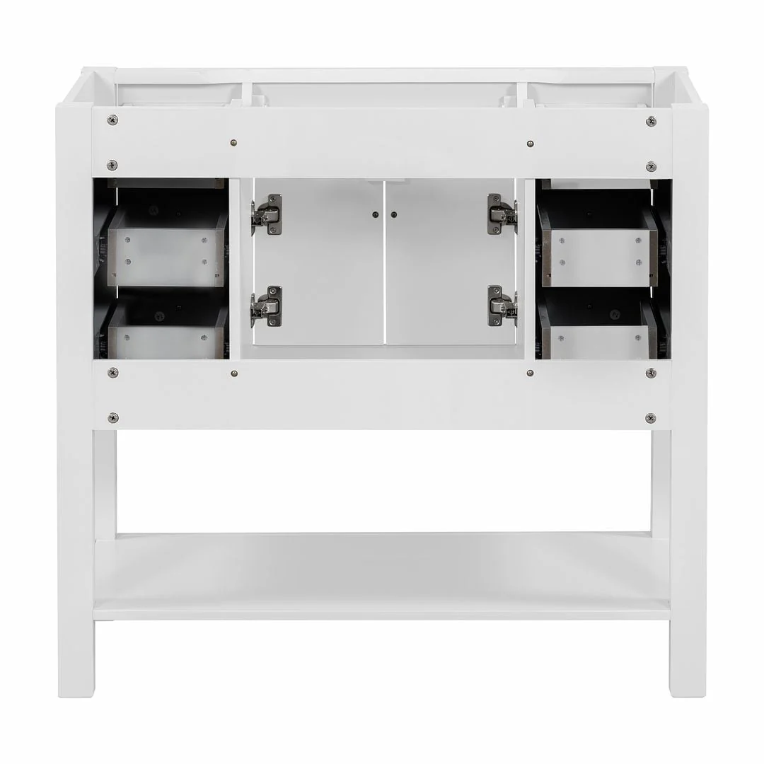 36'' Modern Bathroom Bathroom Vanity with Sink and 6 Drawers，2 Soft Closing Doors