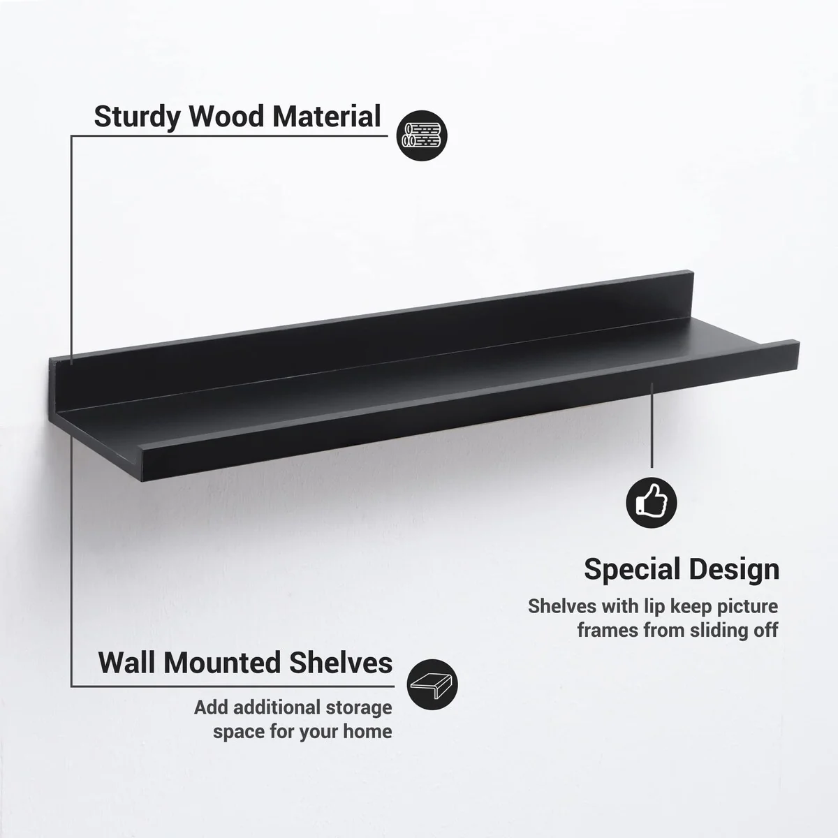 Picture Ledge Shelf, Floating Shelves Wall Mounted Set of 3