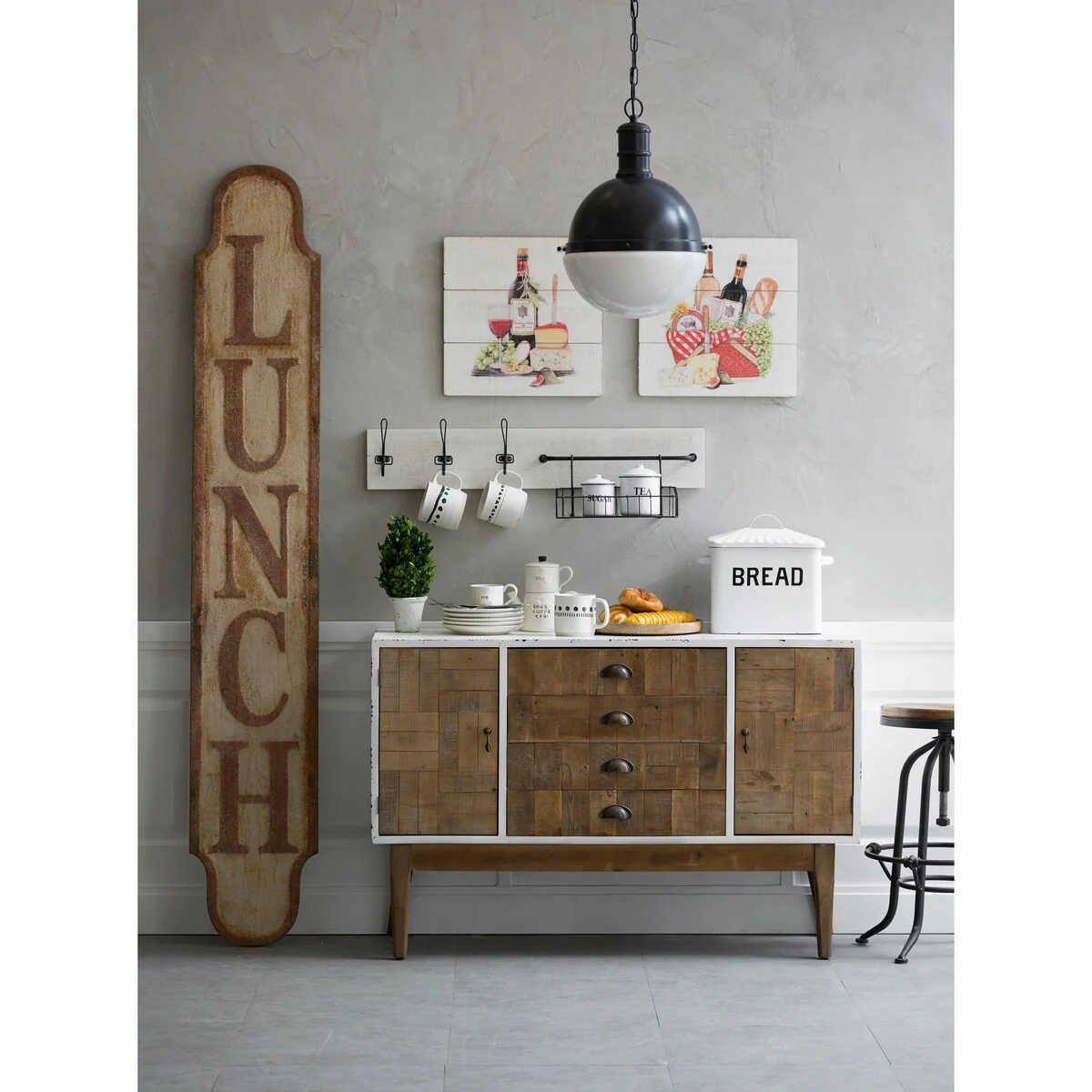 Enameled Metal Bread Box with