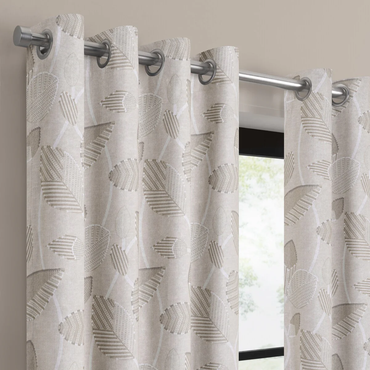 Eclipse Blackout Curtains, Larissa Leaf Grommet Curtains