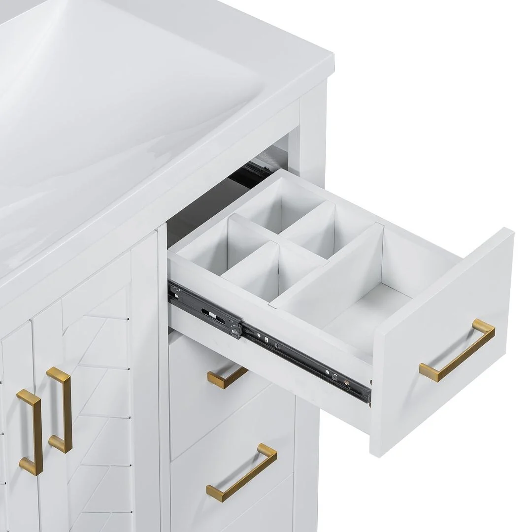 30'' Modern Freestanding Bathroom Vanity with Top Sink , Solid Wood Frame