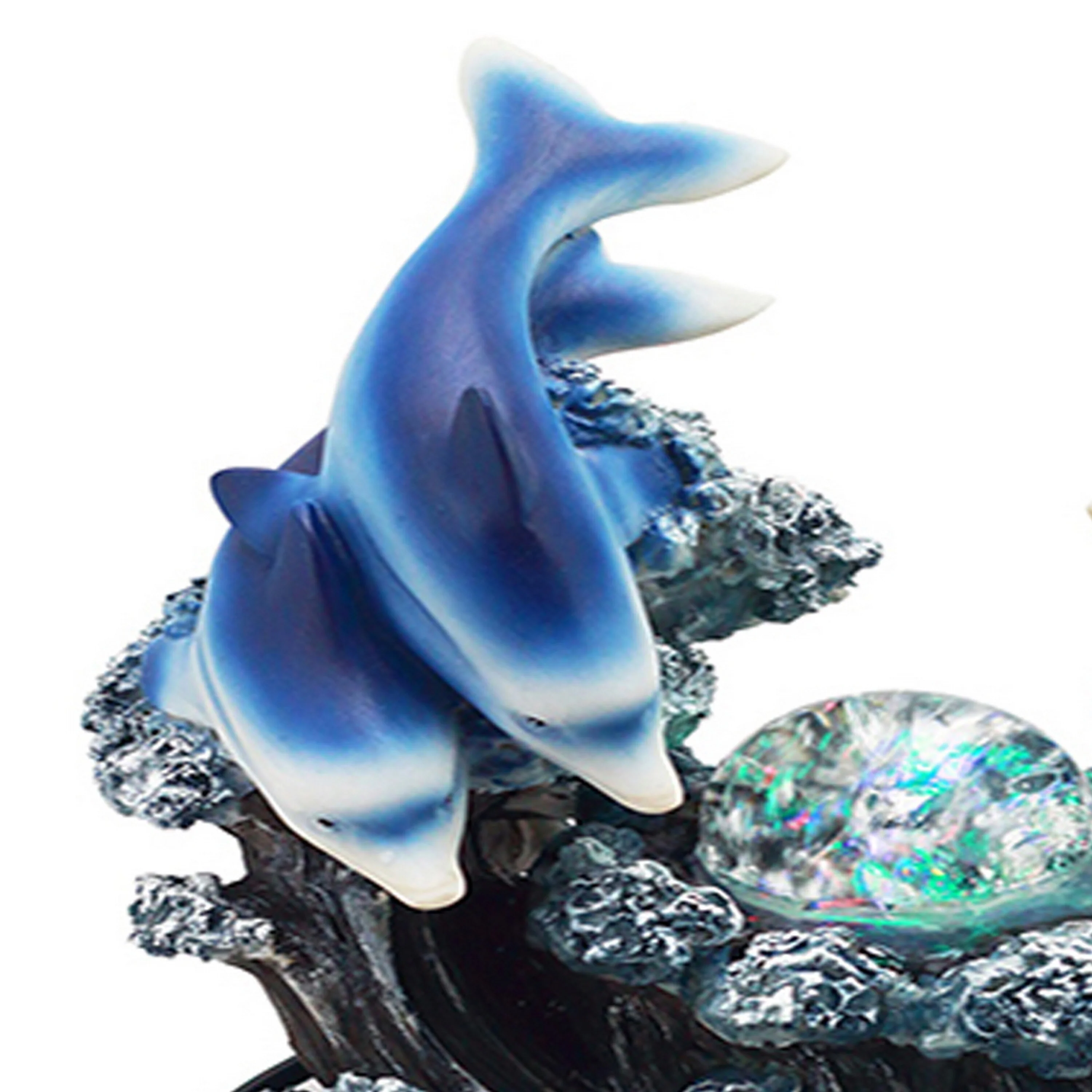Eci 11 Inch Dolphin Tabletop Water Fountain, LED Light, Painted Multicolor