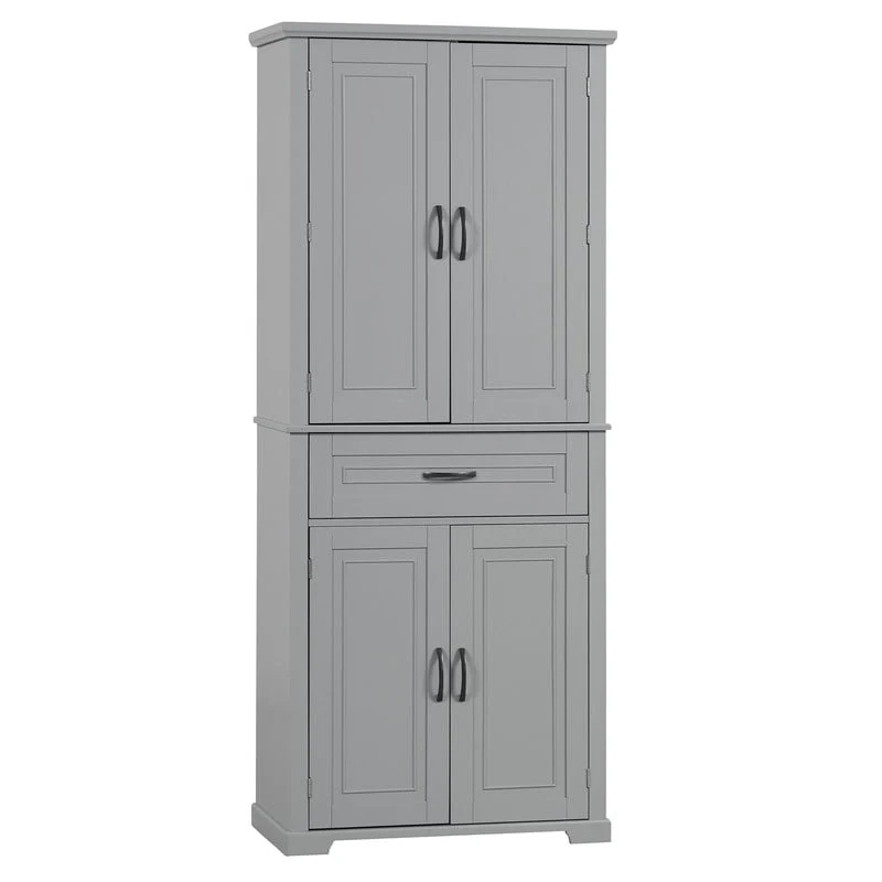 Bathroom Floor Cabinet, Freestanding Storage Cabinet with Doors and Drawer, Kitchen Cupboard with Adjustable Shelf